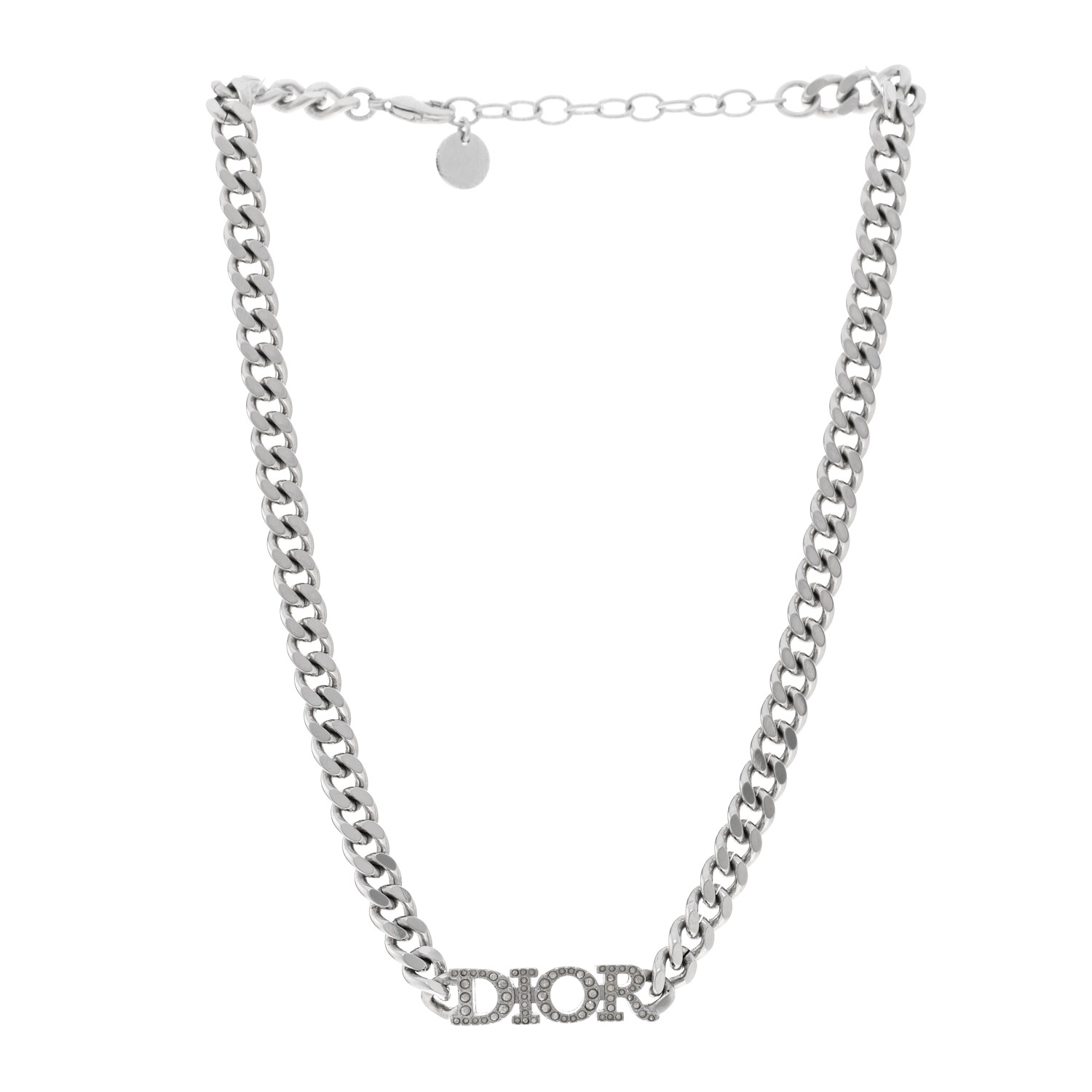アクセサリー Christian Dior Logo silver necklace CHRISTIAN DIOR Metal Logo Necklace Silver 740906 | FASHIONPHILE