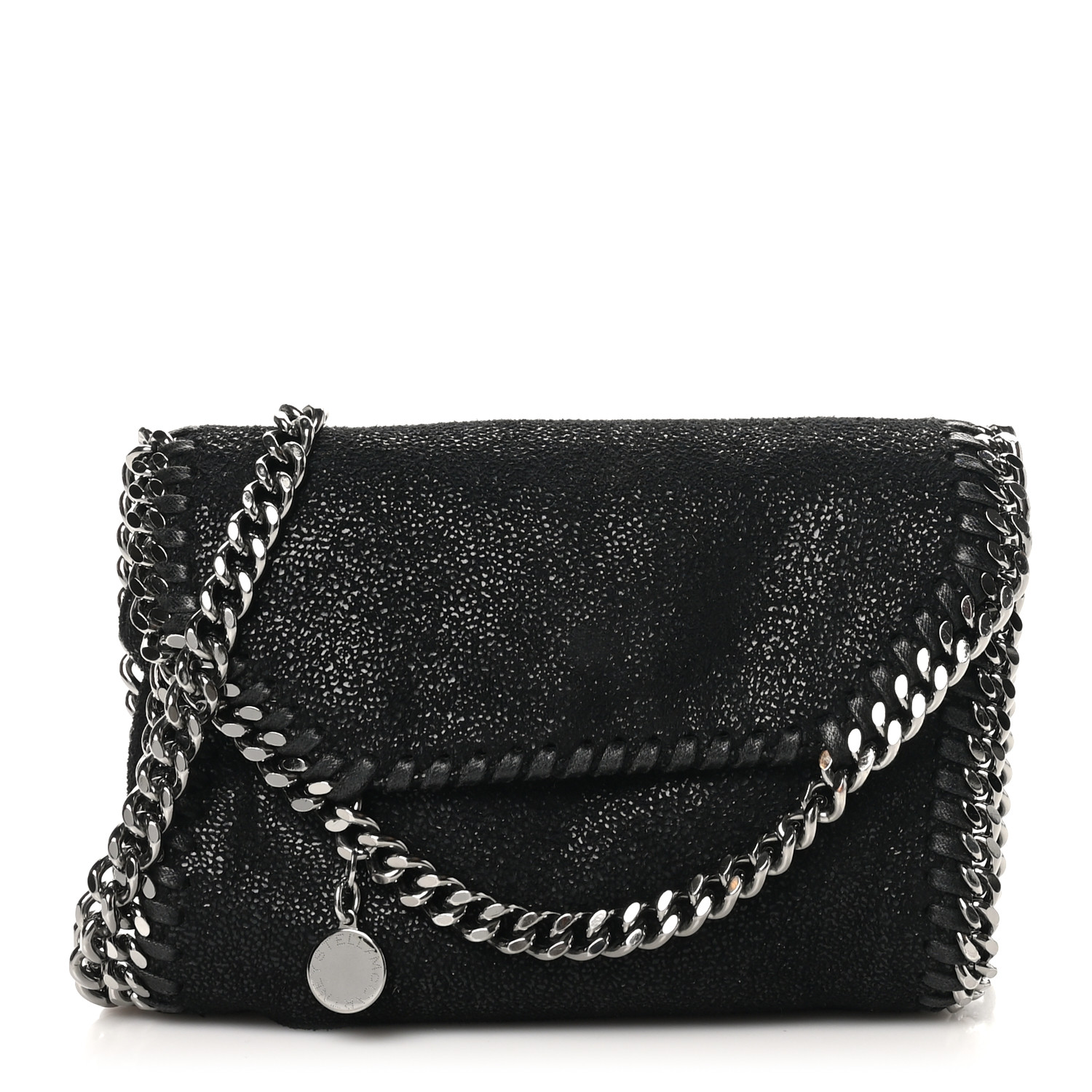 ハンドバッグ Stella Mccartney Stella Mccartney Black Shaggy Deer Mini Fal STELLA MCCARTNEY Shaggy Deer Tiny Fold Over Falabella Tote
