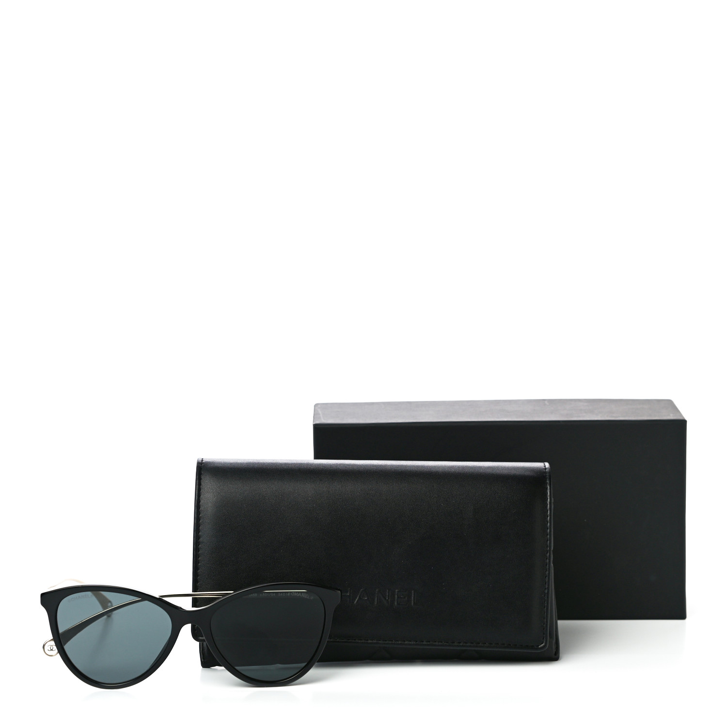 CHANEL Acetate Metal Butterfly Sunglasses 5459 Black Gold