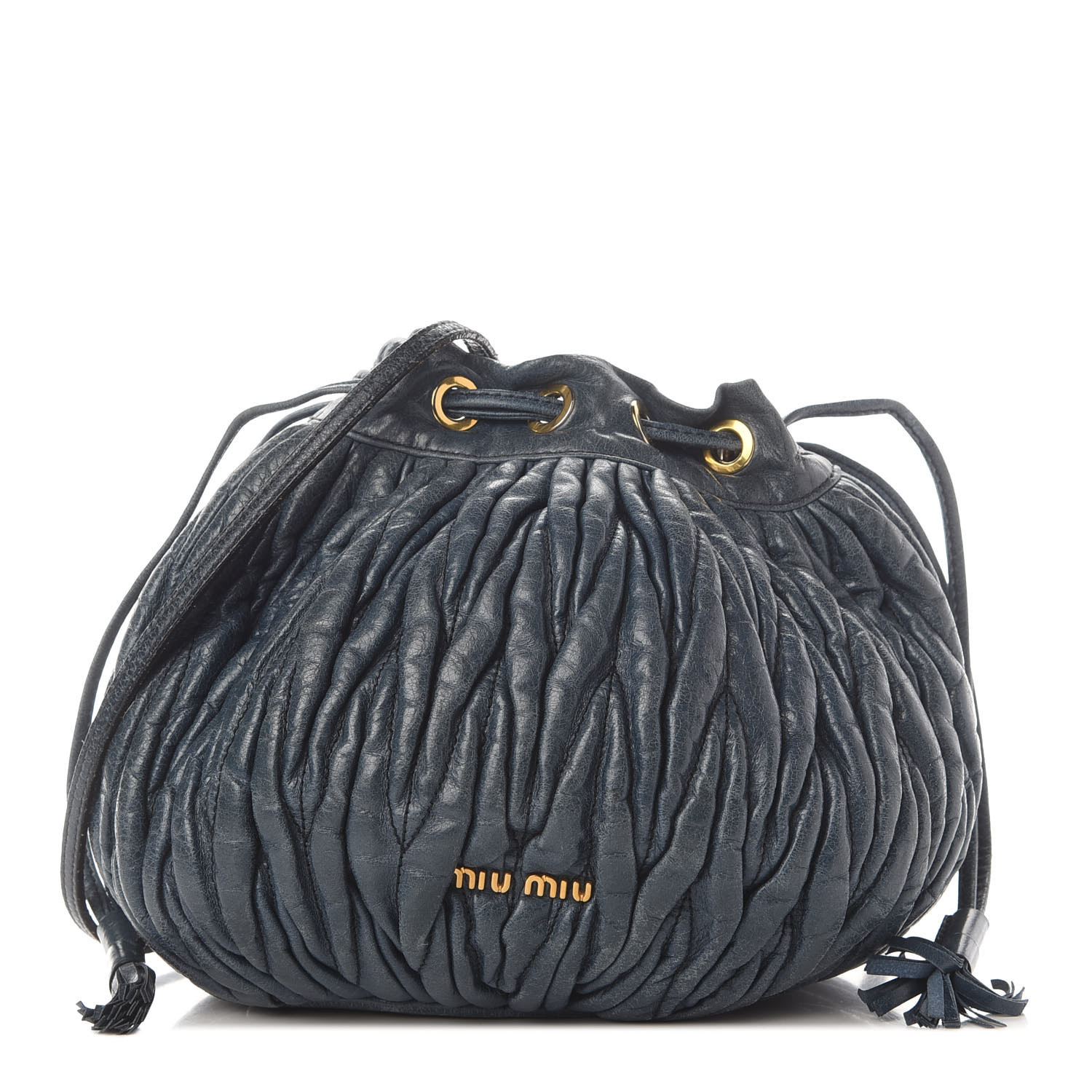 MIU MIU Nappa Matelasse Small Bucket Bag Denim 873292
