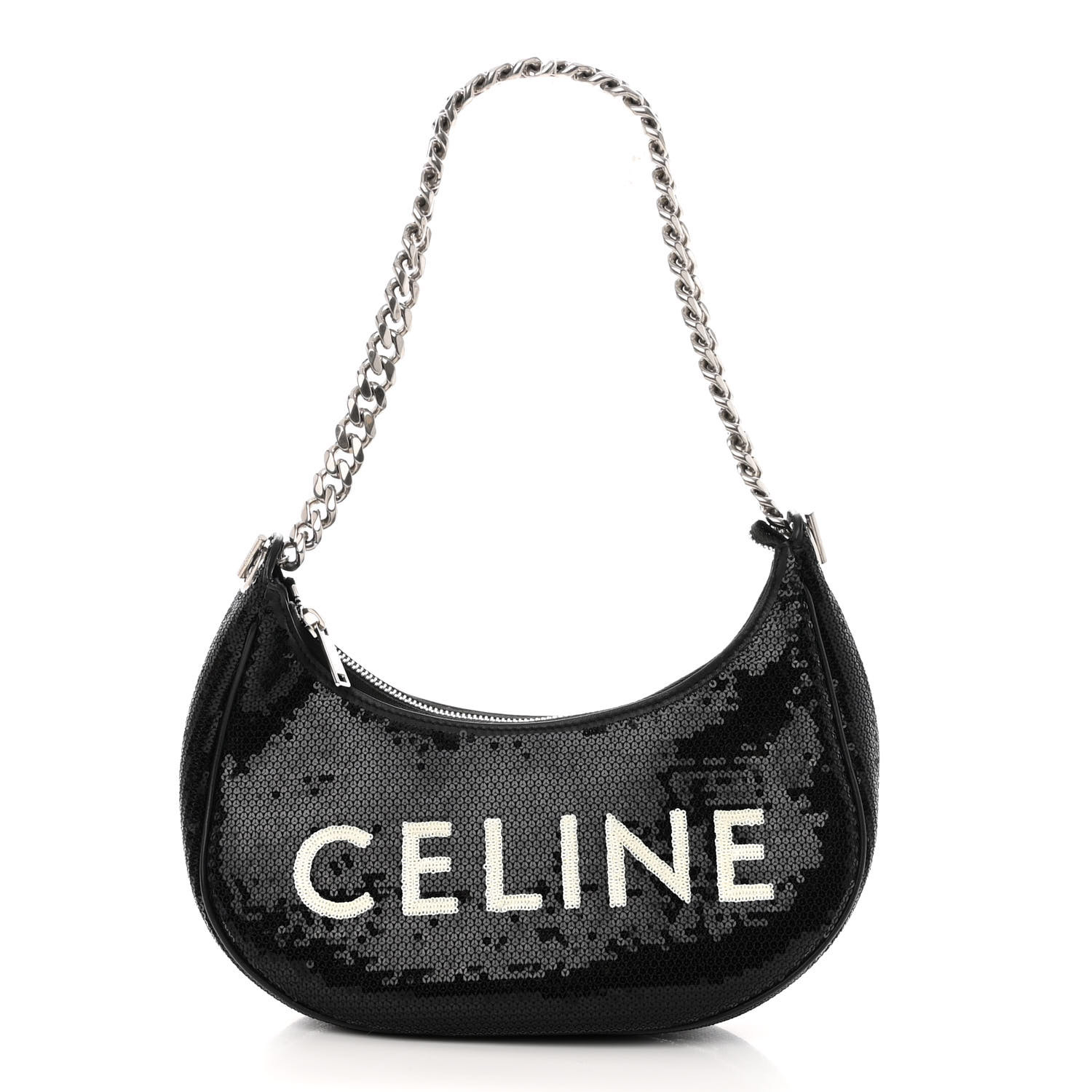 CELINE|SHOULDER BAGS (MEDIUM AVA CHAIN IN SEQUINS WITH CELINE Sequin Medium Chain Ava Shoulder Bag Black 1296648
