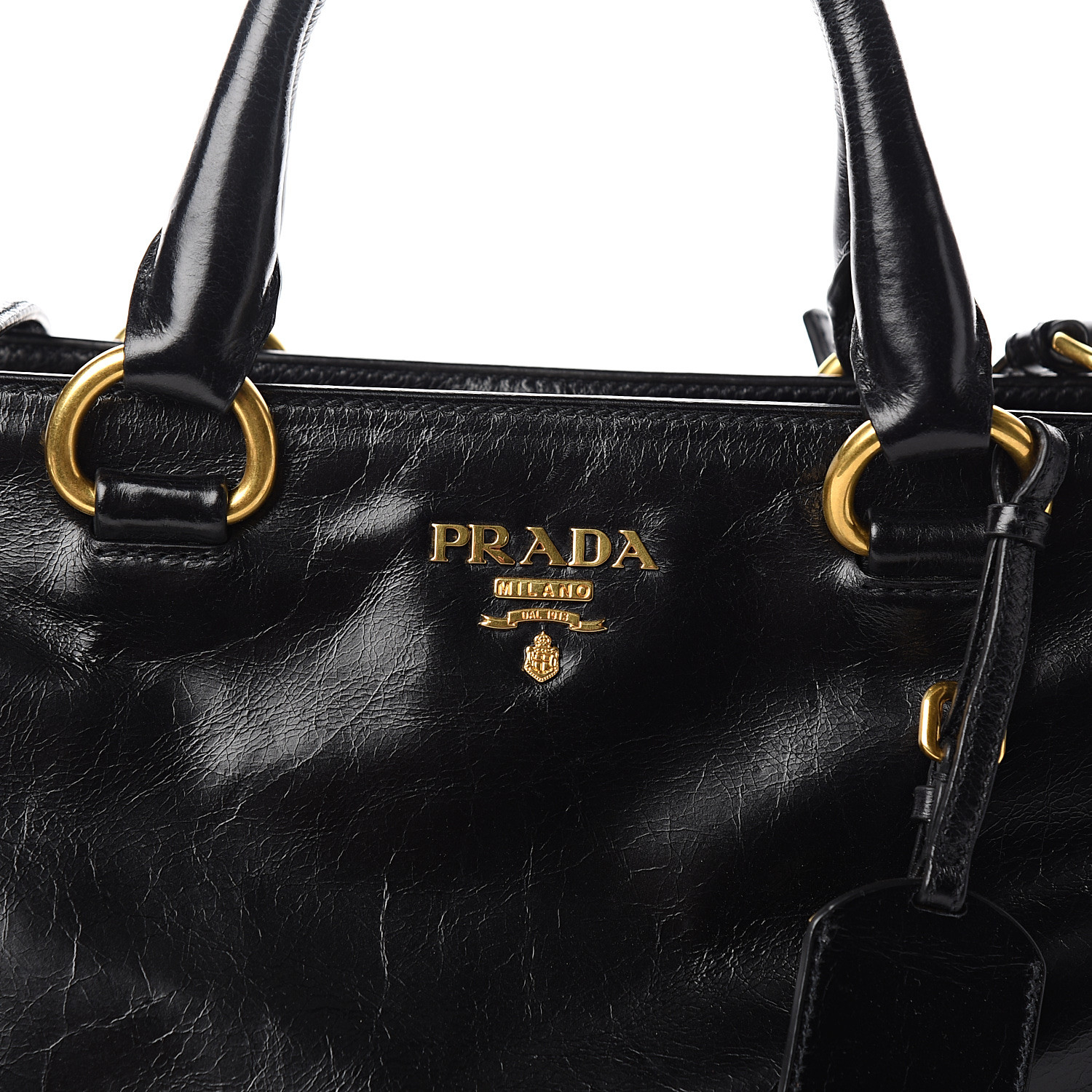 Prada Handbag Vitello Shine Top Handle Authenticity Docs & 