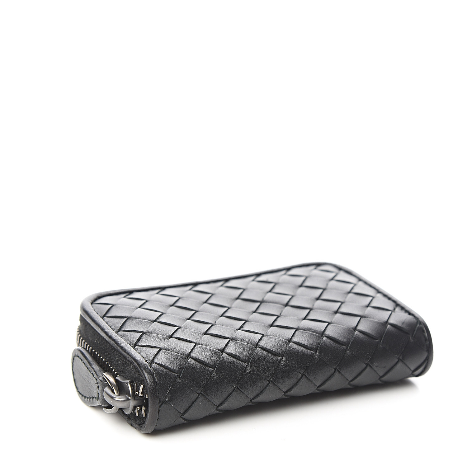 BOTTEGA VENETA Nappa Intrecciato Zip Around Coin Purse Black