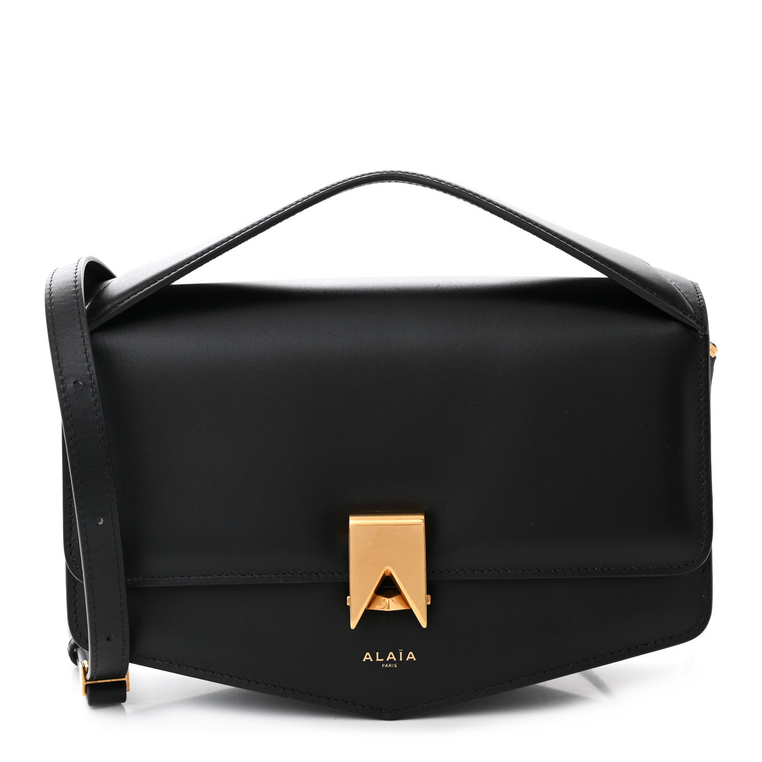 ALAIA◆Le Papa East ボックスカーフスキン ショルダーバッグ ALAIA Box Calfskin Le Papa East West Crossbody Black 1540507