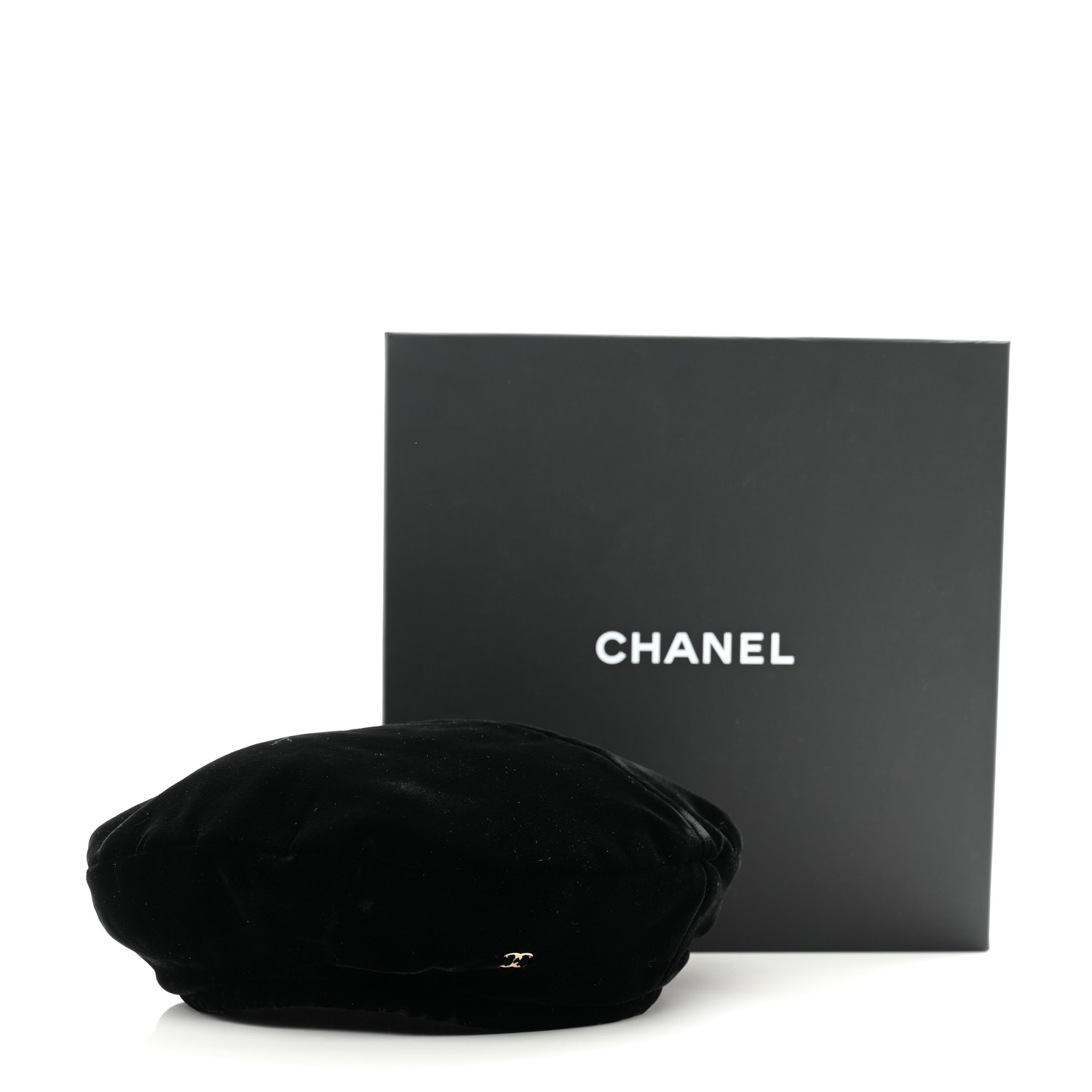 CHANEL Velvet Beret Hat S Black 1536848 | FASHIONPHILE