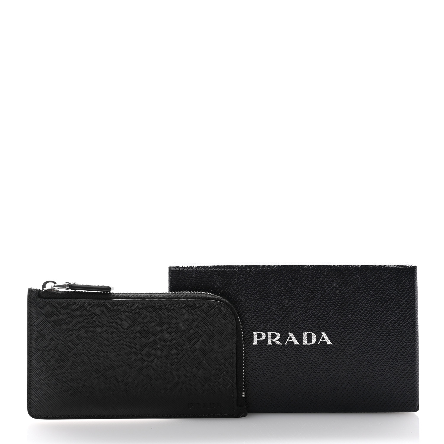 PRADA★Black zip card holder in Saffiano 1MB048QHH PRADA Saffiano Zip Card Holder Black 1597769 | FASHIONPHILE