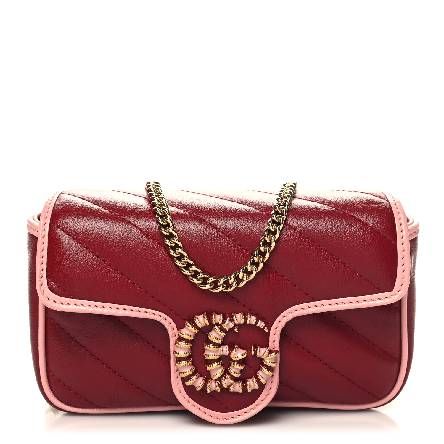 GUCCI Azalea Calfskin Enamel Matelasse Diagonal Super Mini