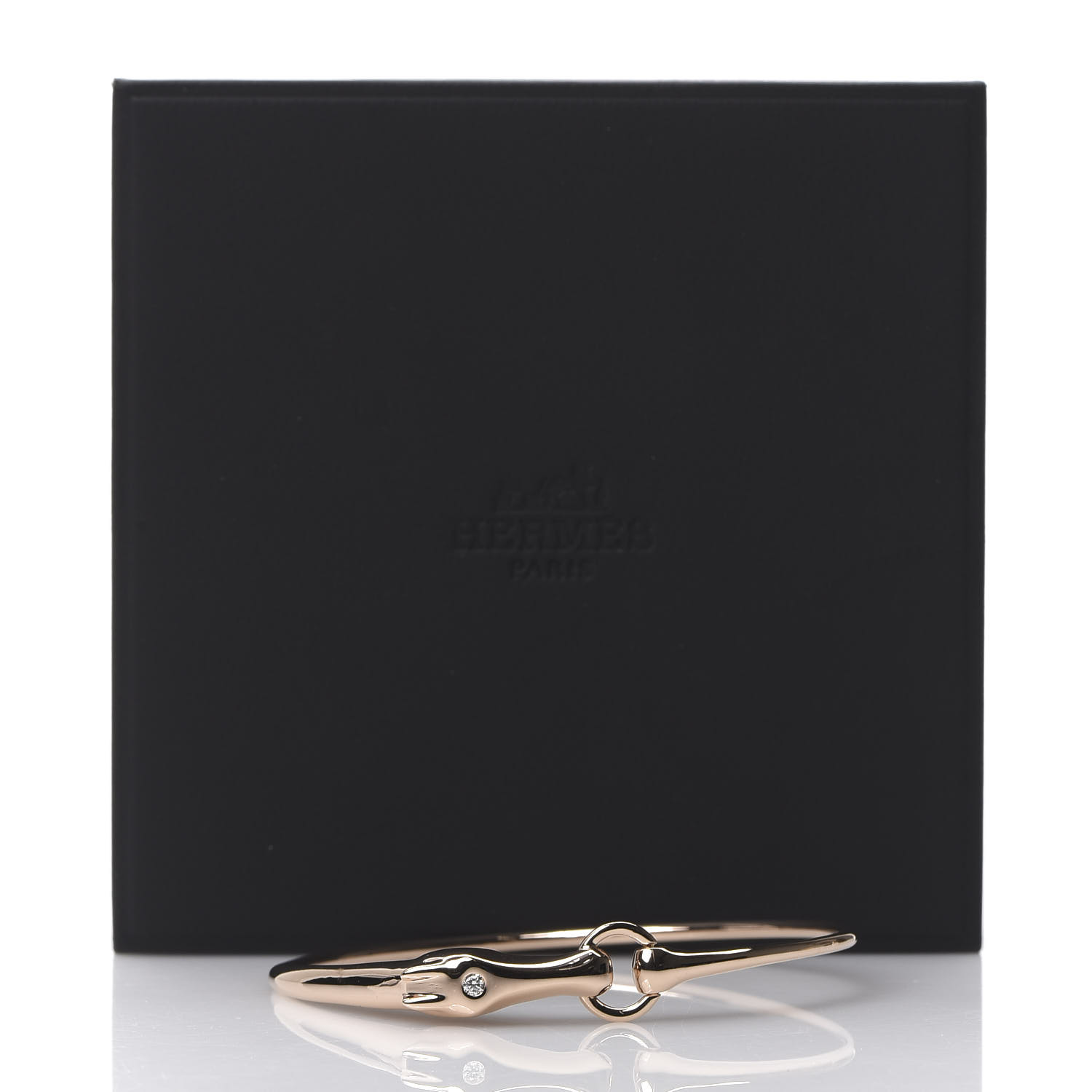 HERMES 18K Rose Gold Diamond TPM Galop Hermes Bracelet XS