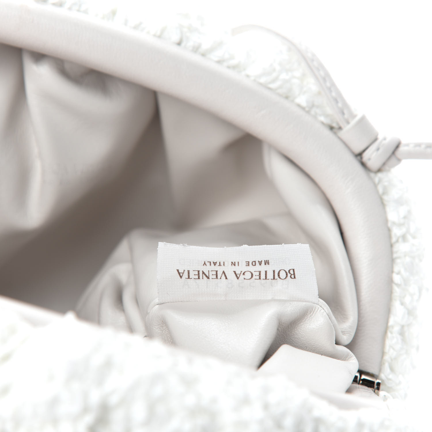 BOTTEGA VENETA Boucle Curly Raffia The Mini Pouch White