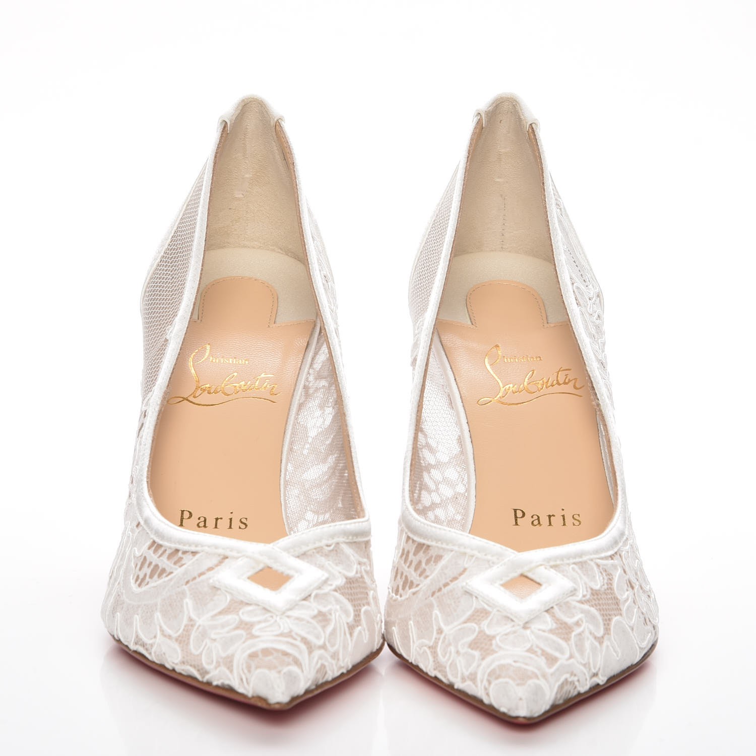 CHRISTIAN LOUBOUTIN Lace Satin Neoalto 85 Pumps 36 White
