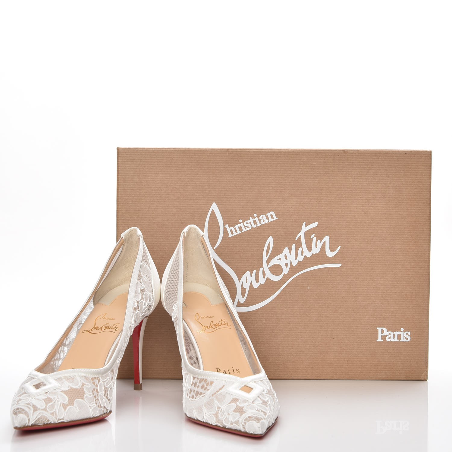 CHRISTIAN LOUBOUTIN Lace Satin Neoalto 85 Pumps 36 White
