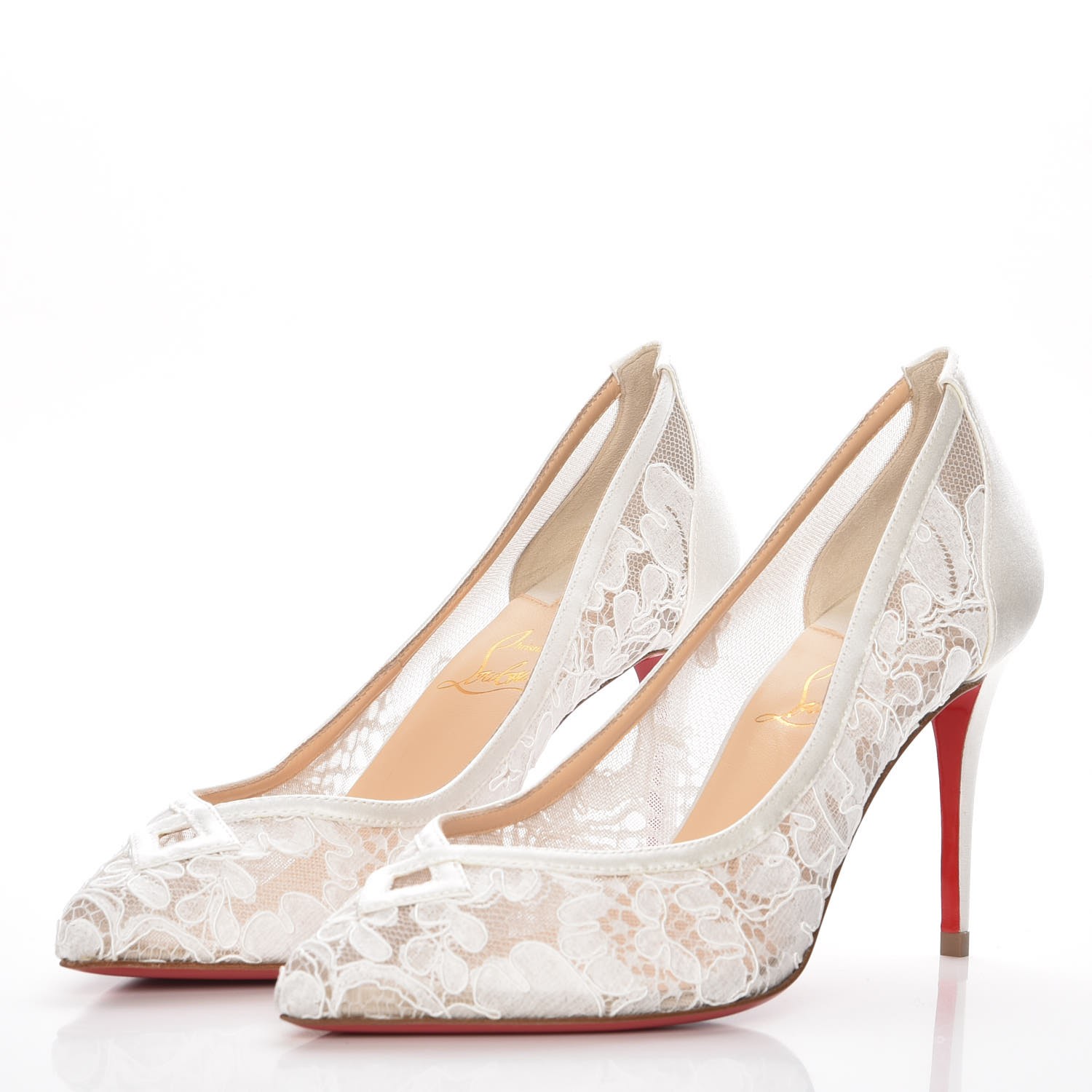 【極美品】クリスチャン ルブタン Neoalto Lace パンプス 36 CHRISTIAN LOUBOUTIN Lace Satin Neoalto 85 Pumps 36 White
