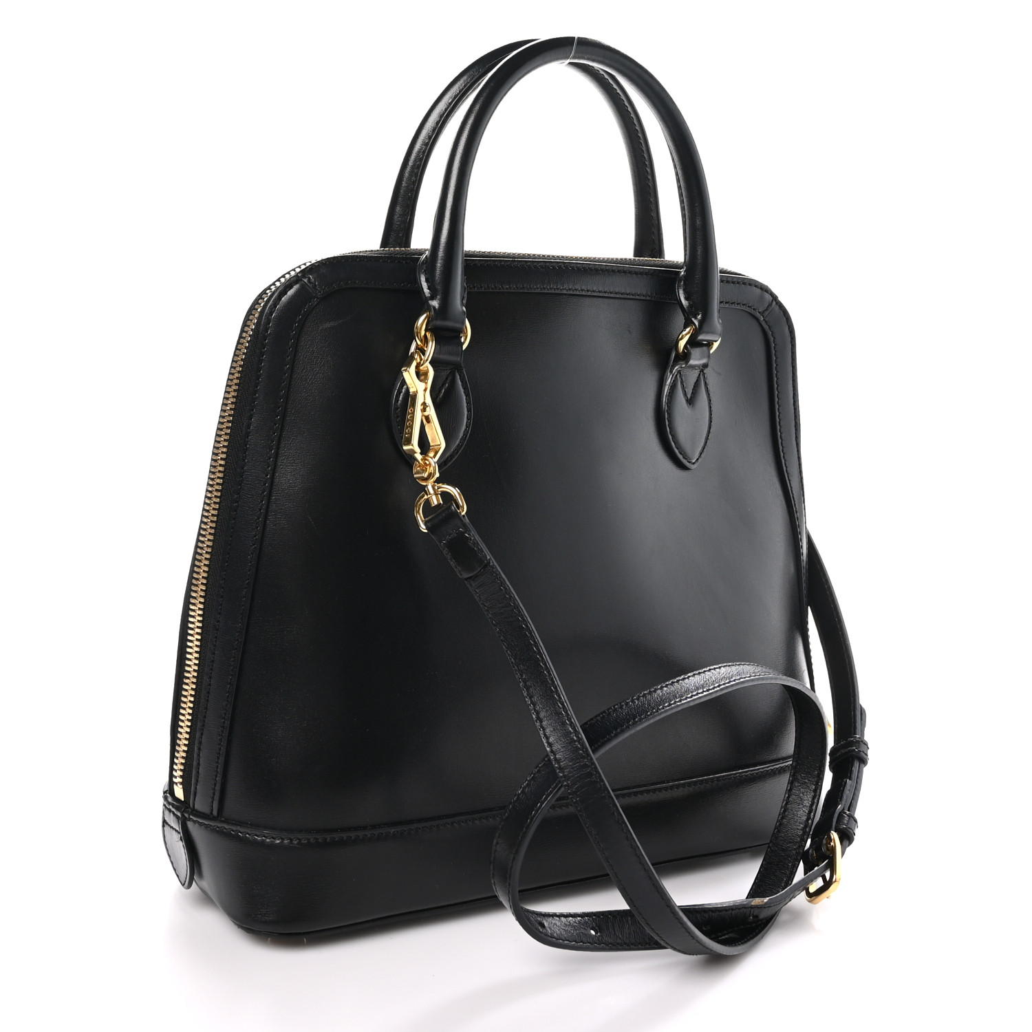 ★ Fallett★ posh bag black FA2301BG06BK GUCCI Boarded Plutone Calfskin Mini Horsebit 1955 Top Handle