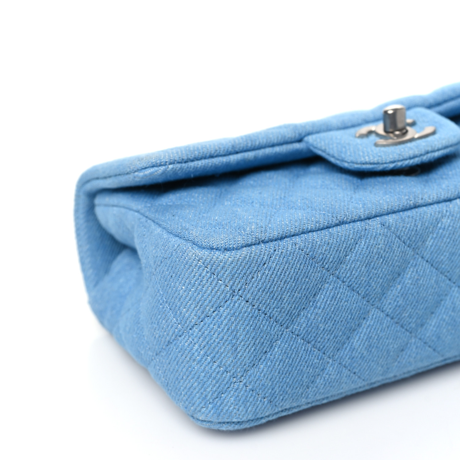 CHANEL Denim Quilted Mini Rectangular Flap Blue 1573961