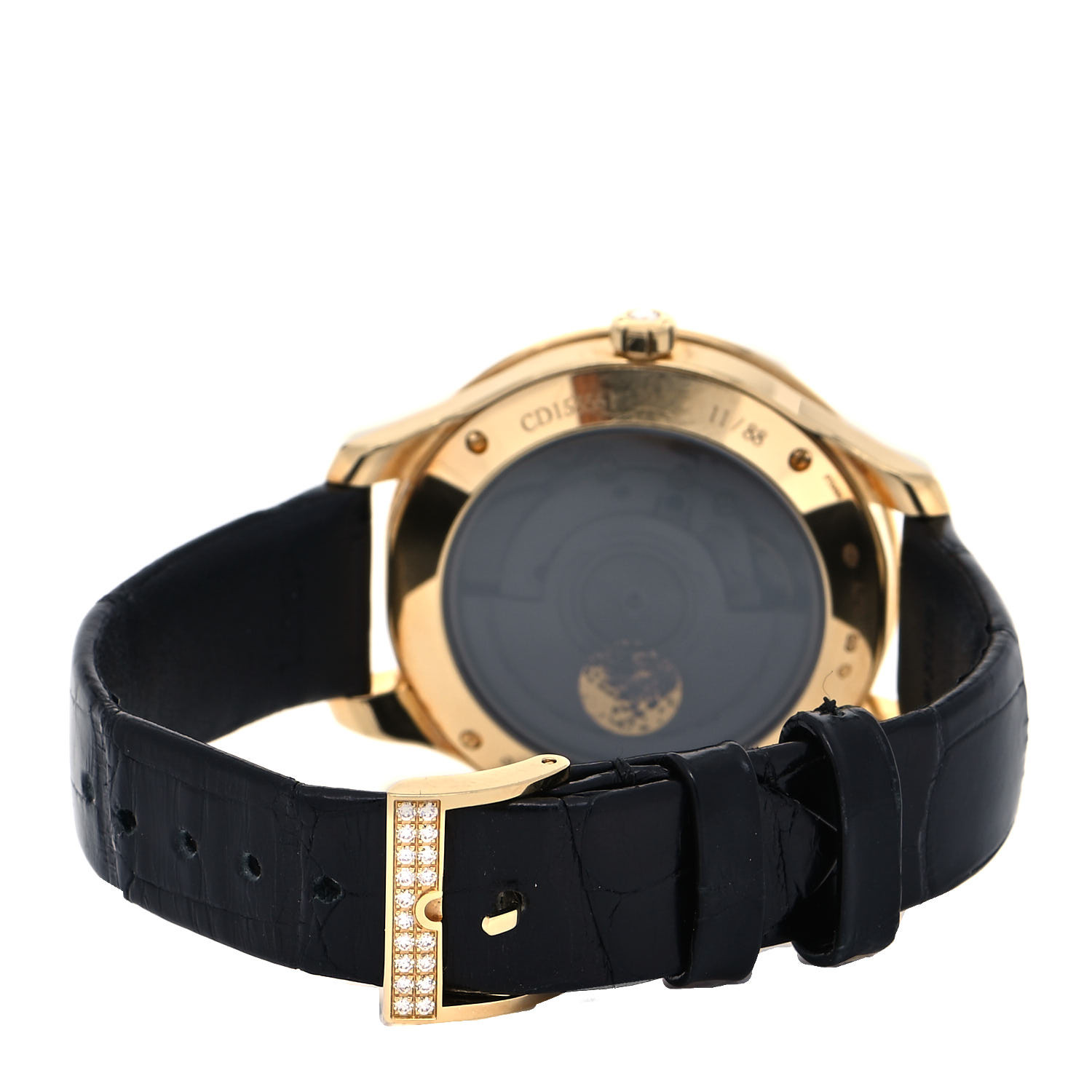 CHRISTIAN DIOR 18K Yellow Gold Alligator Diamond Bezel 36mm