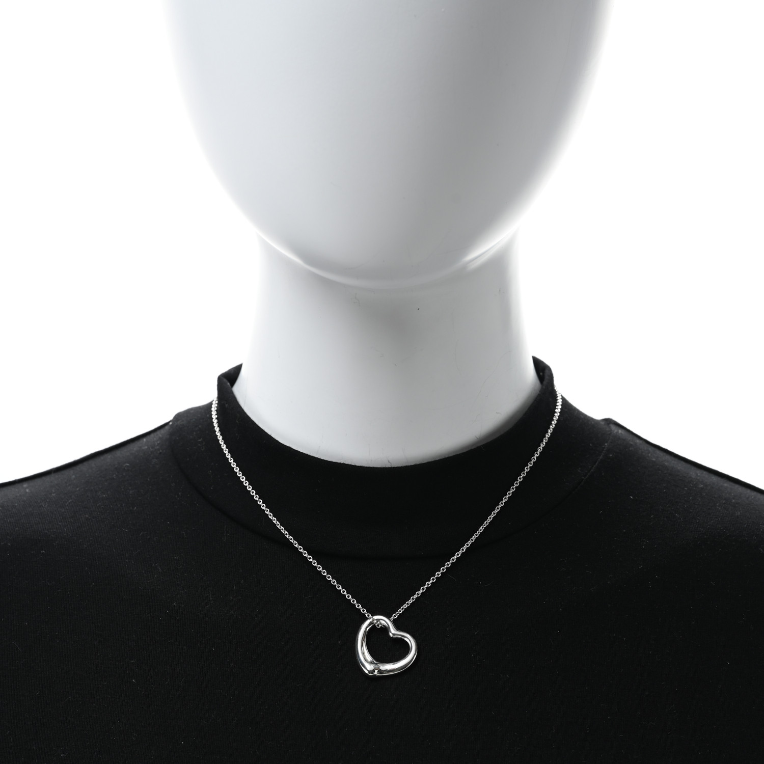 TIFFANY Sterling Silver 22mm Elsa Peretti Open Heart Pendant