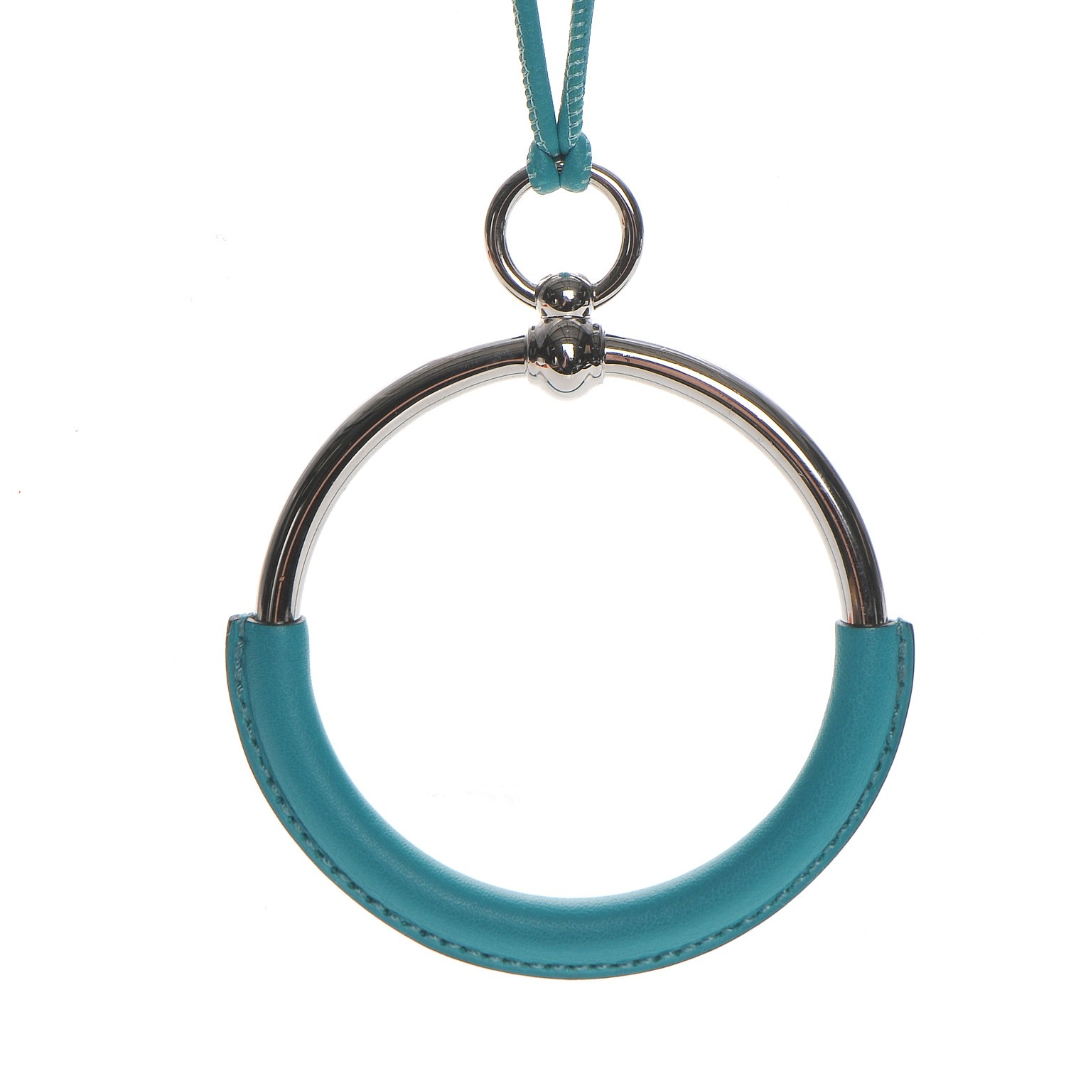 【HERMES】Loop pendant Hermès Loop Grand Pendant Necklace Golden Taupe Leather