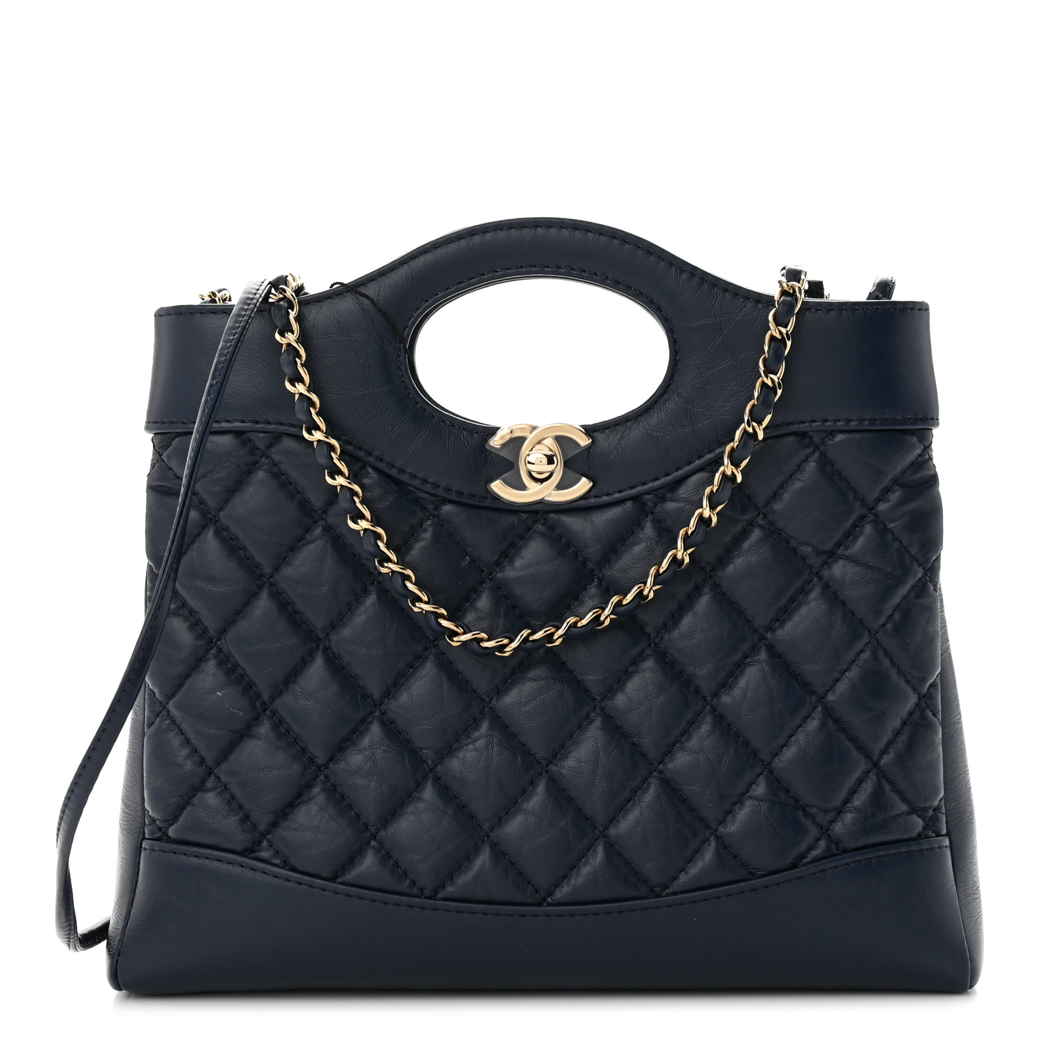 CHANEL ネイビー キルティング リュック CHANEL シャネル リュック ラムスキン ネイビーブルー