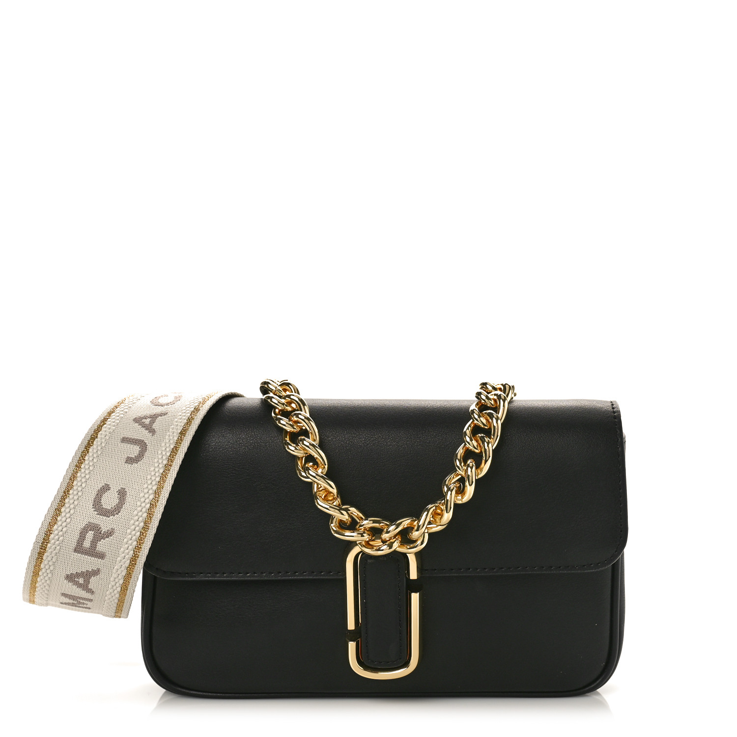 MARC JACOBS Calfskin The J Marc Shoulder Bag Black 1378478