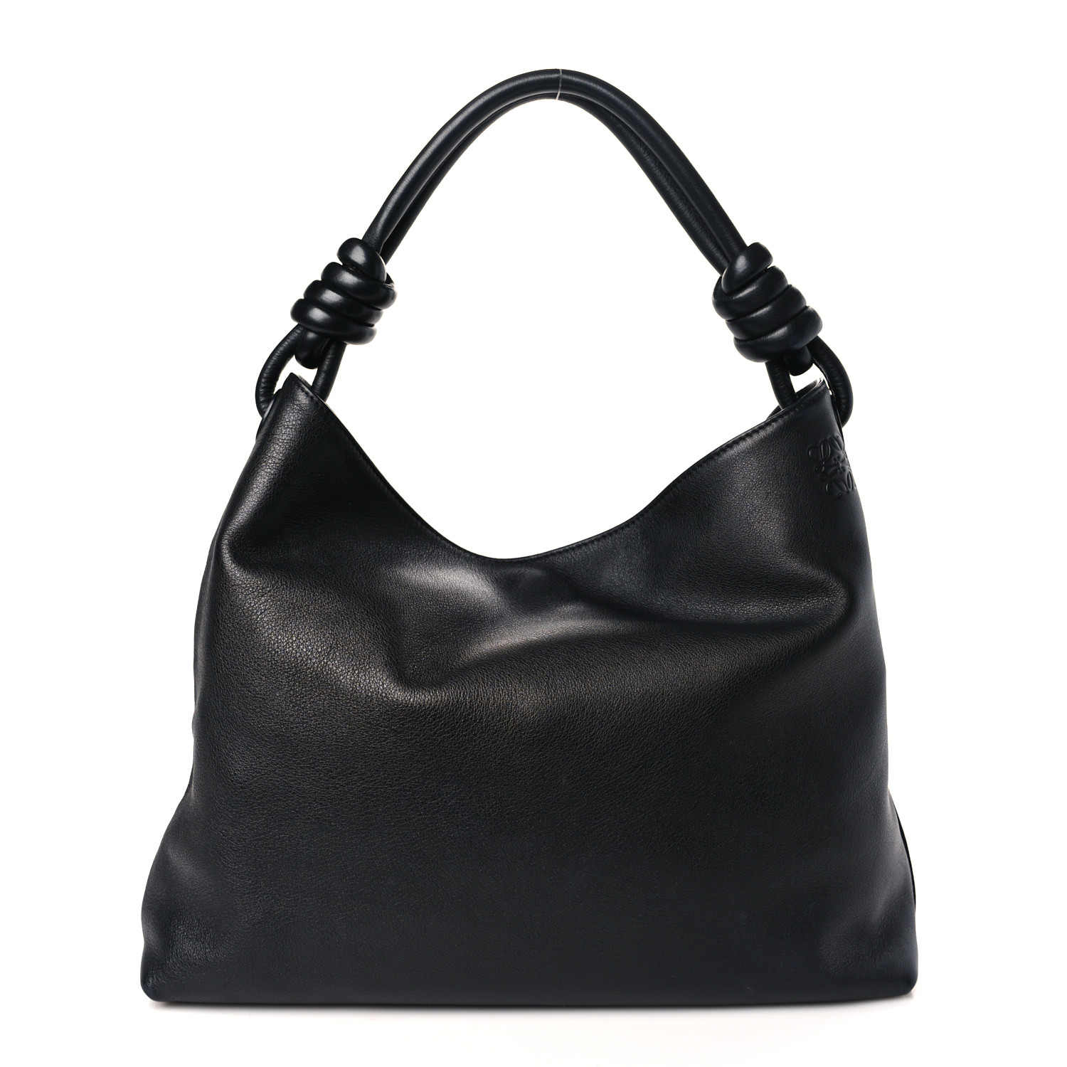 LOEWE Calfskin Small Flamenco Knot Hobo Black 1318045