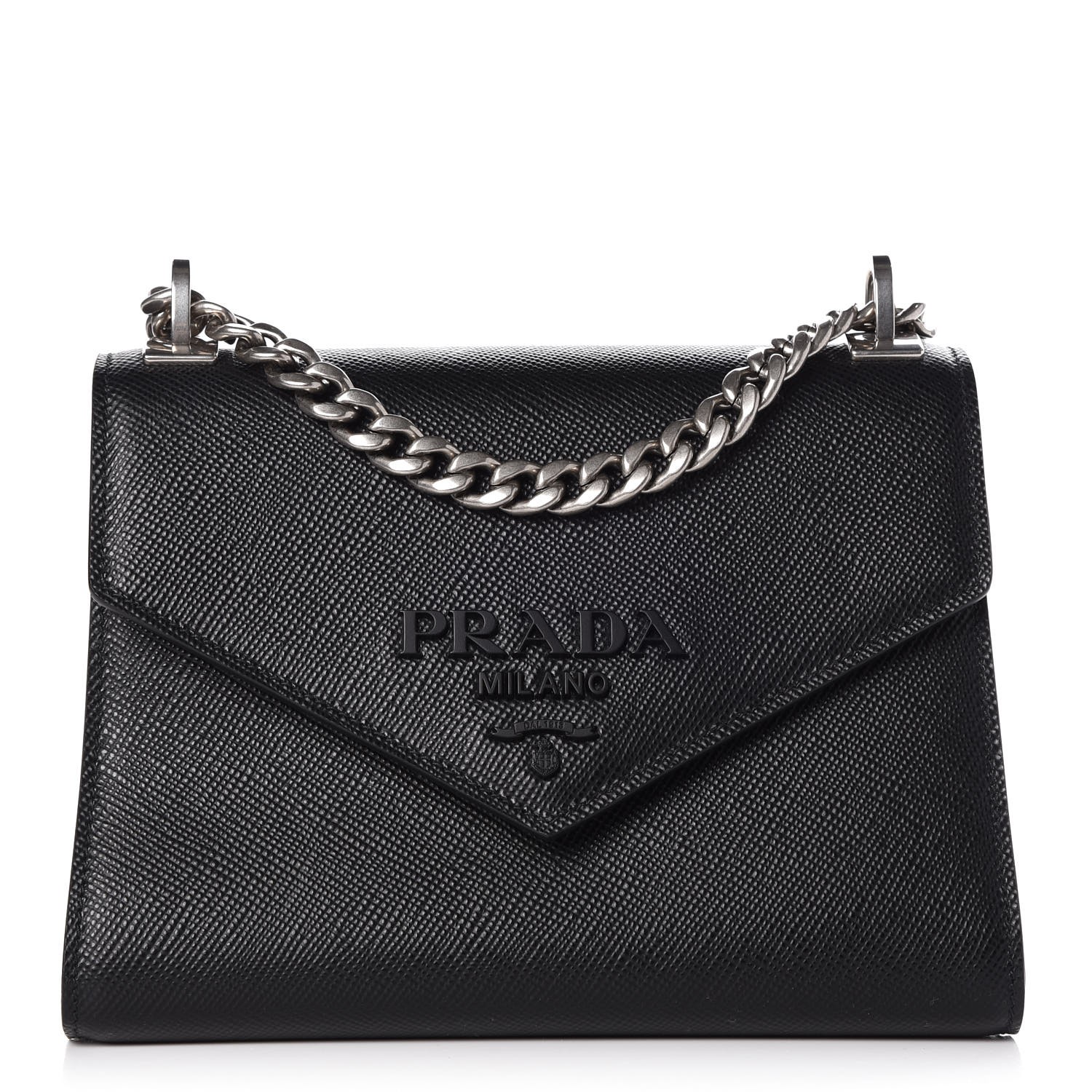 PRADA Saffiano Cuir Calfskin Monochrome Envelope Flap Chain