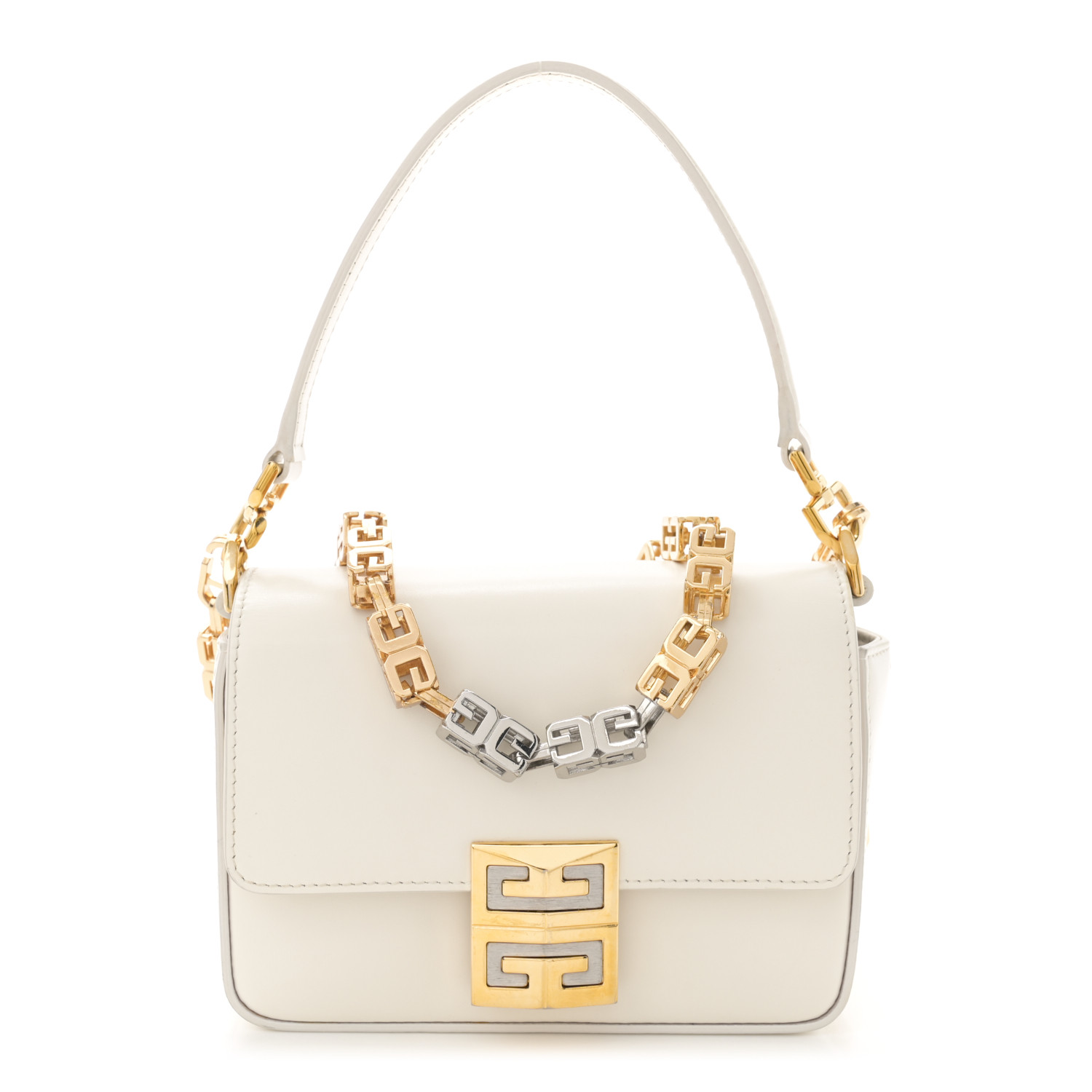ショルダーバッグ・ポシェット GIVENCHY IVORY LEATHER SMALL 4G SHOULDER BAG GIVENCHY Box Calfskin Small 4G Cube Chain Shoulder Bag Ivory