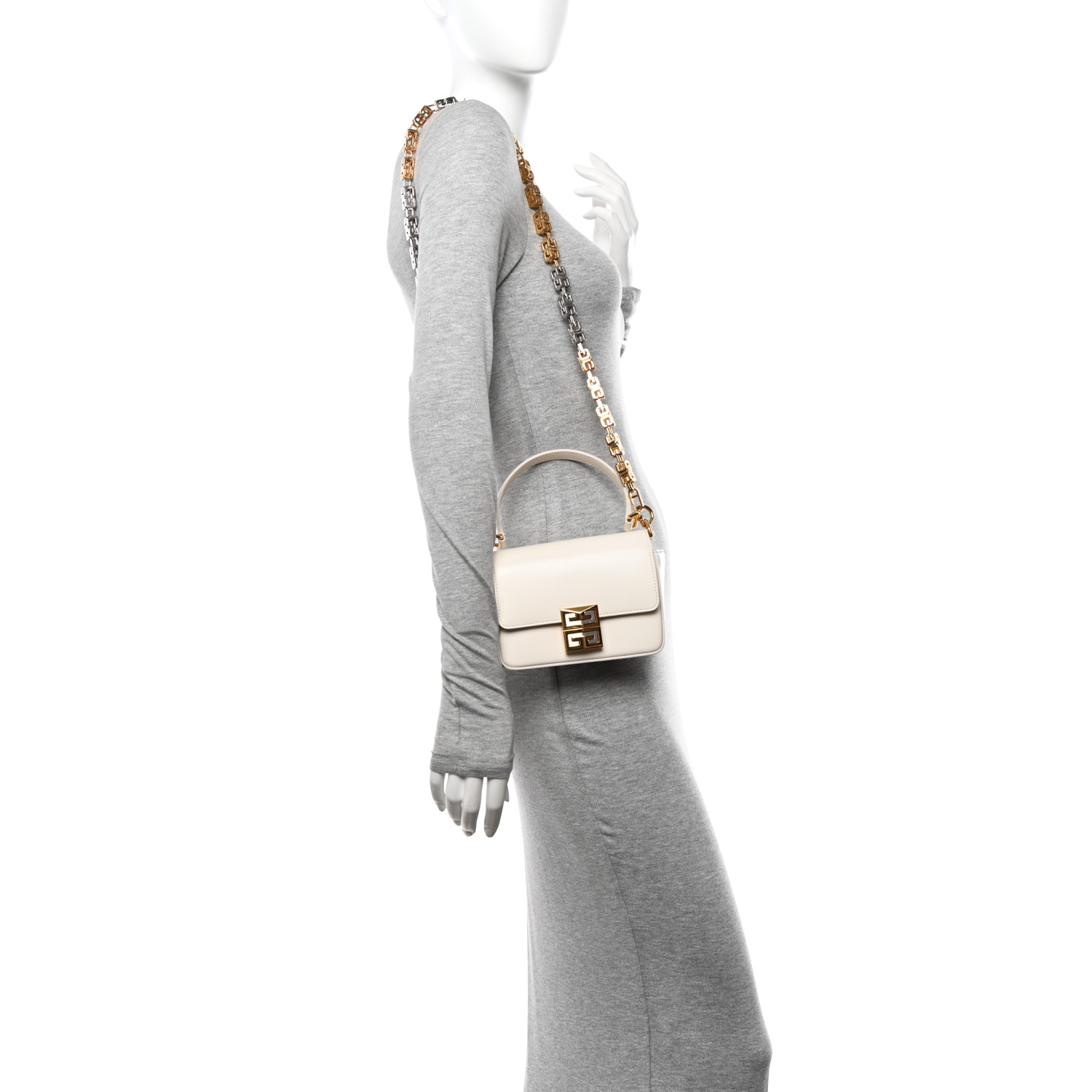 ショルダーバッグ・ポシェット GIVENCHY IVORY LEATHER SMALL 4G SHOULDER BAG GIVENCHY Box Calfskin Small 4G Cube Chain Shoulder Bag Ivory