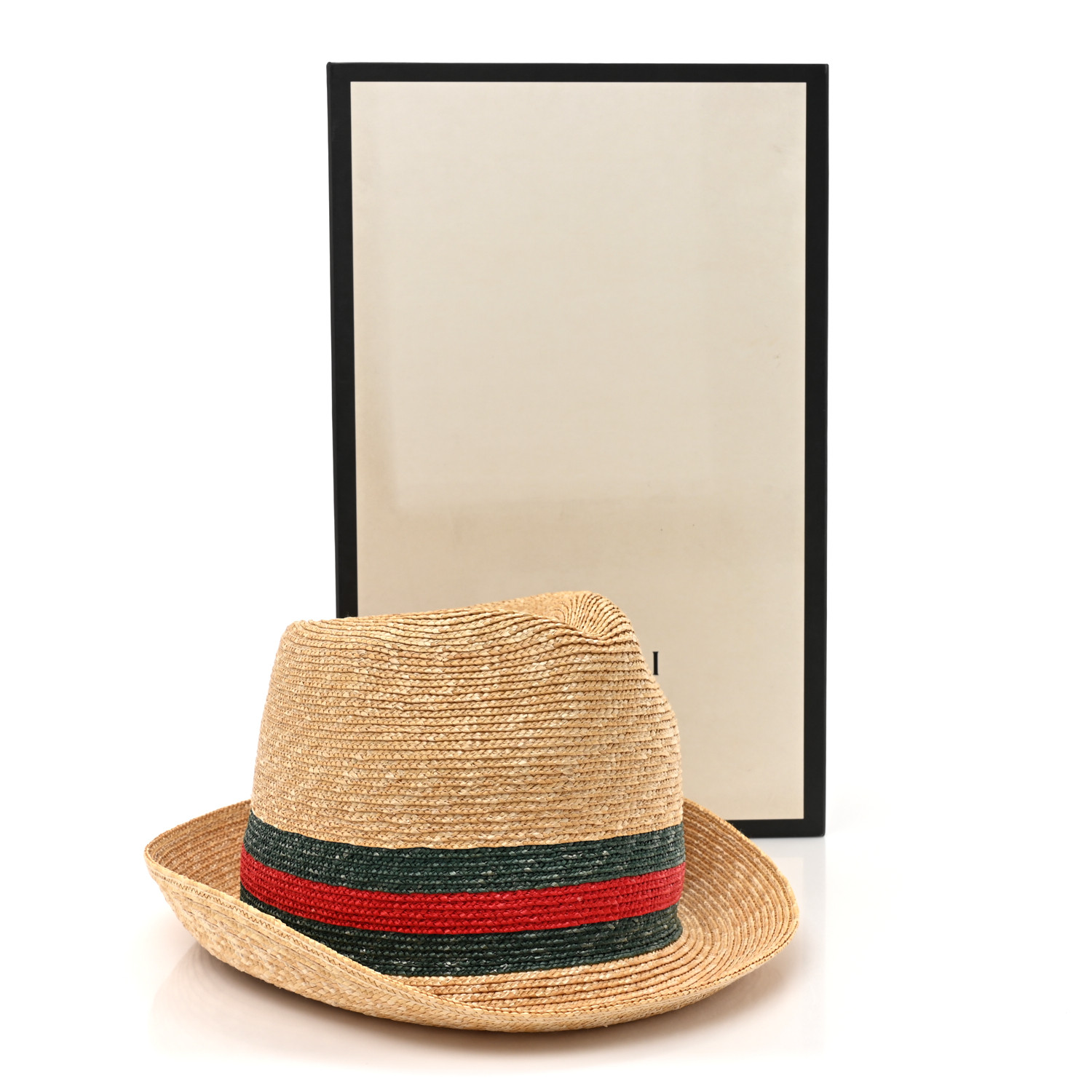 GUCCI Abaca Straw Web Fedora Hat XL 1584581 | FASHIONPHILE