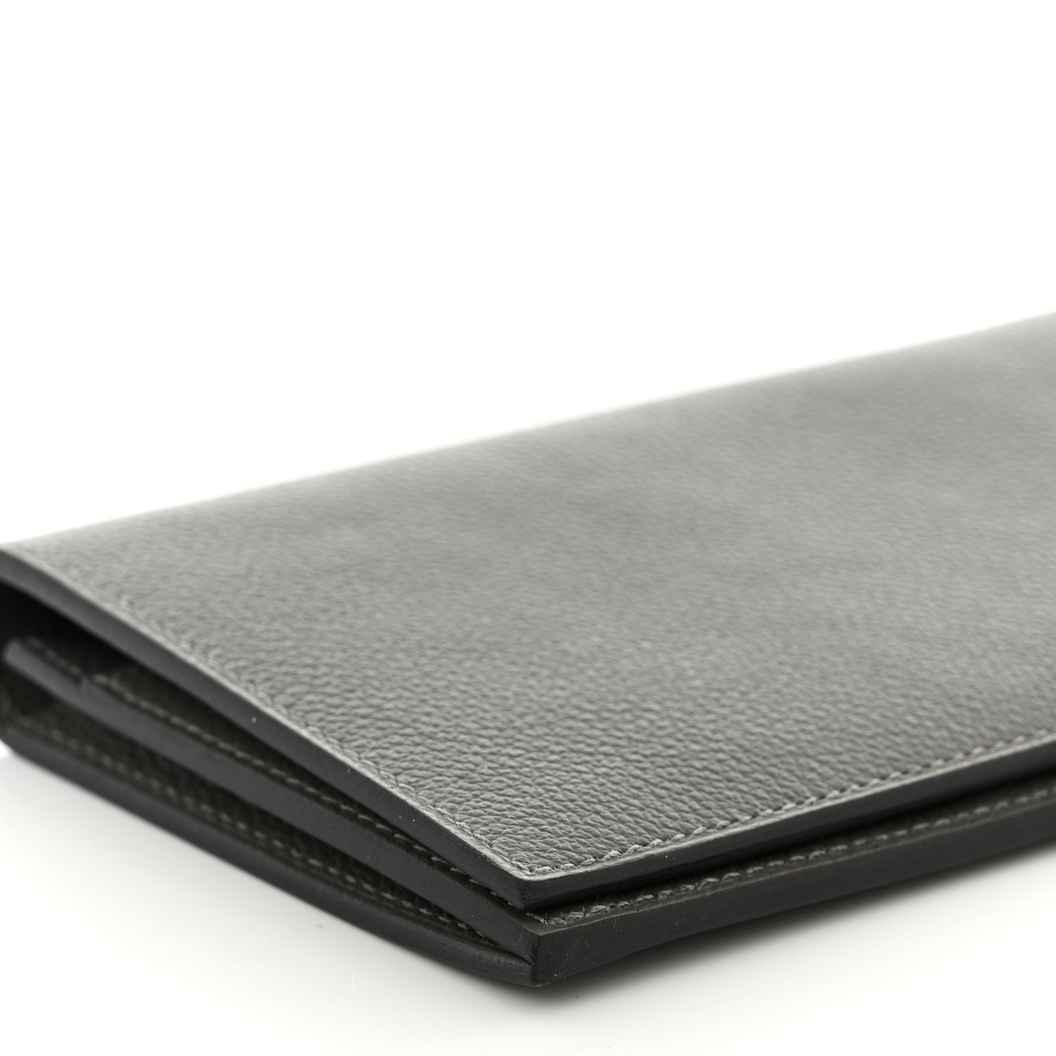 HERMES Evercolor Citizen Twill Long Wallet Gris Meyer