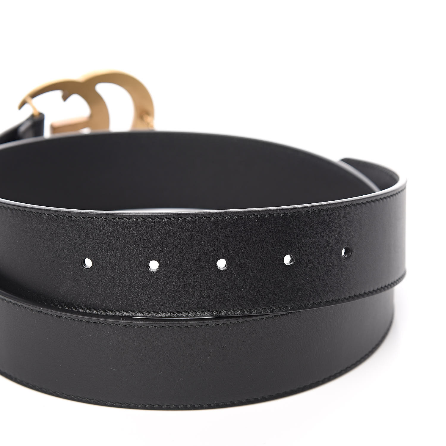 GUCCI Calfskin Double G 40mm Belt 85 34 Black 523799