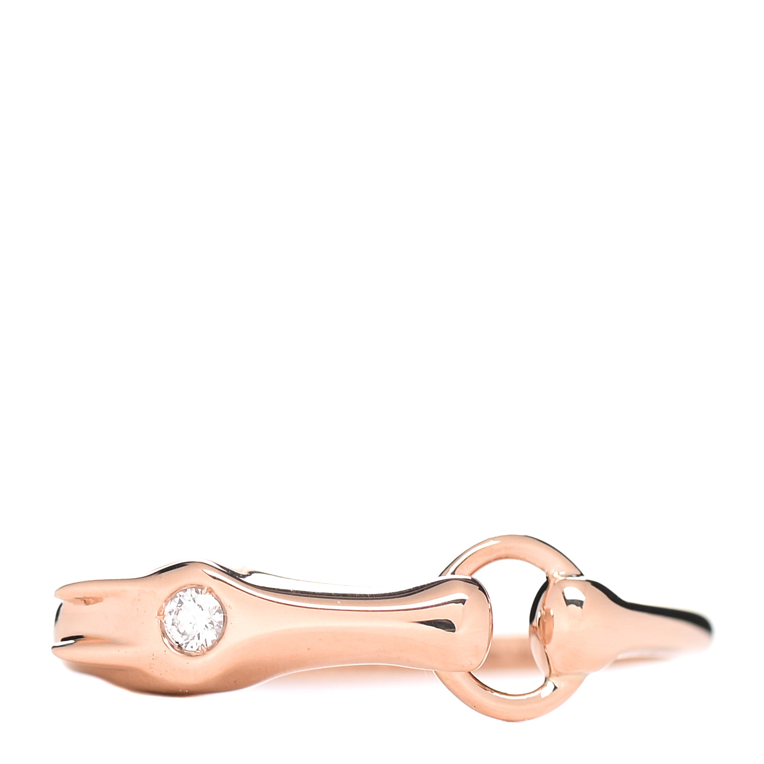 HERMES 18K Rose Gold Diamond TPM Galop Ring 50 5.25 826500