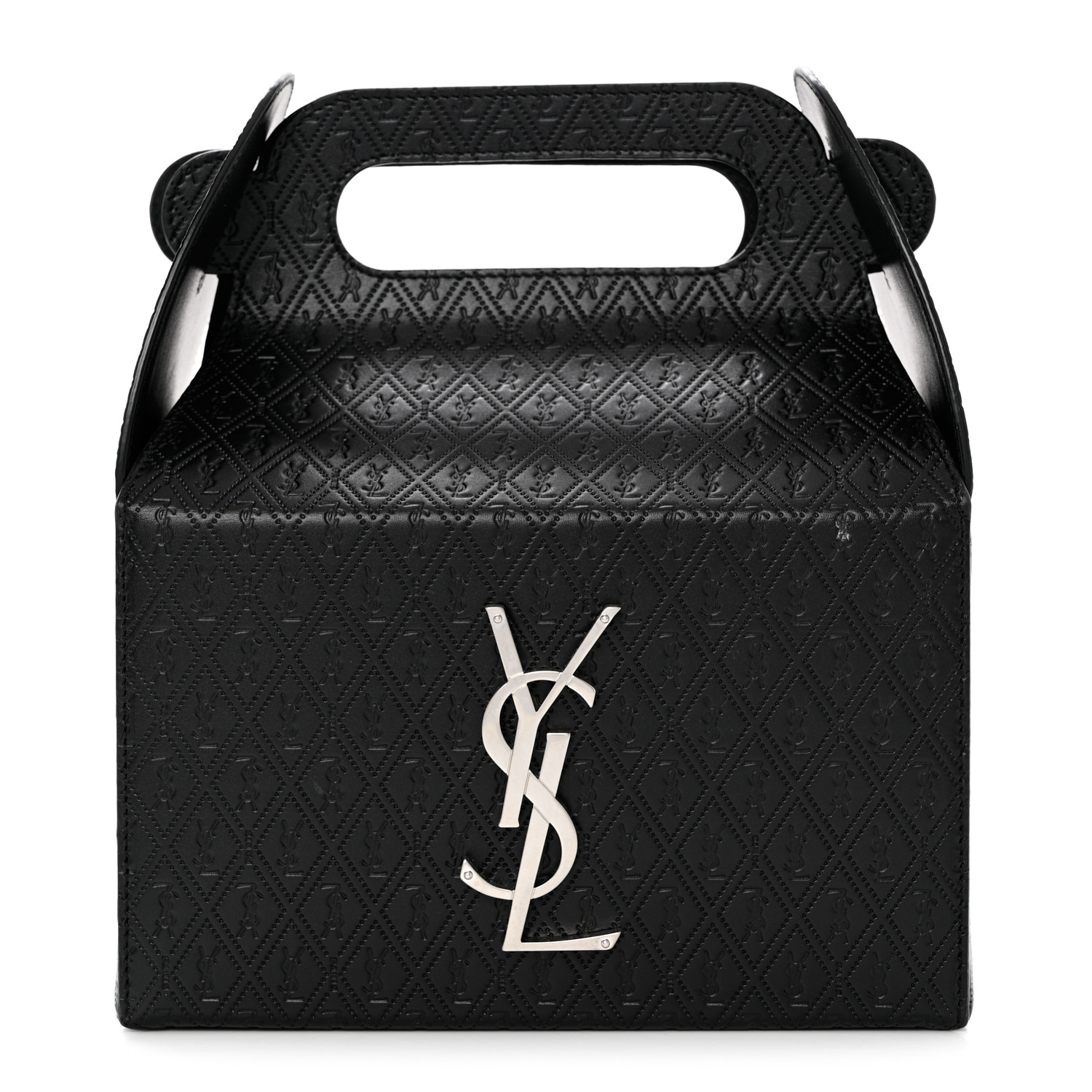 SAINT LAURENT Calfskin Monogram Take Away Box Black 1199021