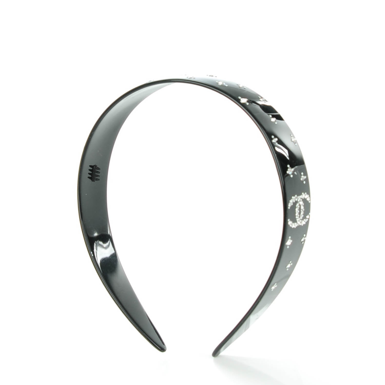 CHANEL Plastic Crystal CC Headband Black 136102 | FASHIONPHILE