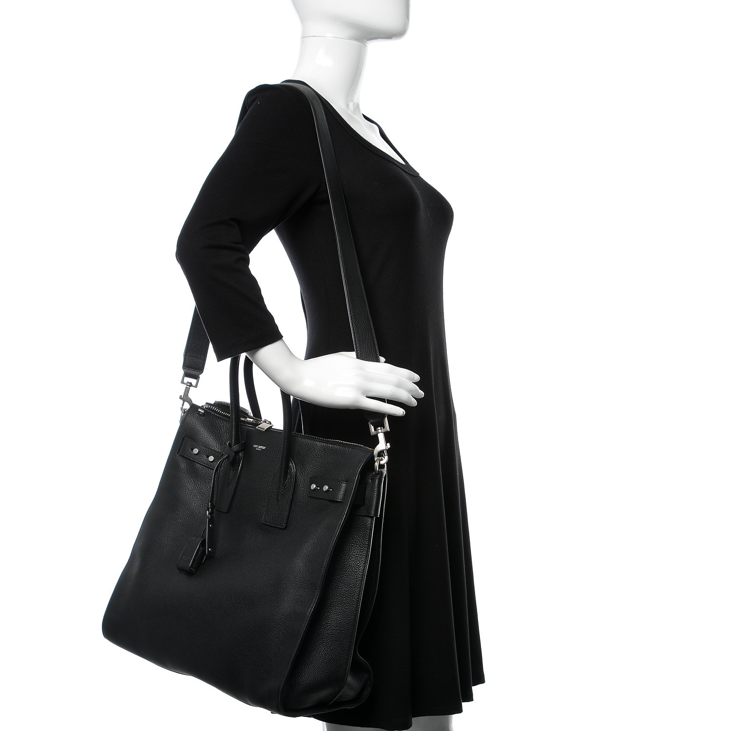 SAINT LAURENT Grained Calfskin Sac De Jour Souple North South Tote SAINT LAURENT Grained Calfskin Sac De Jour Souple North South Tote
