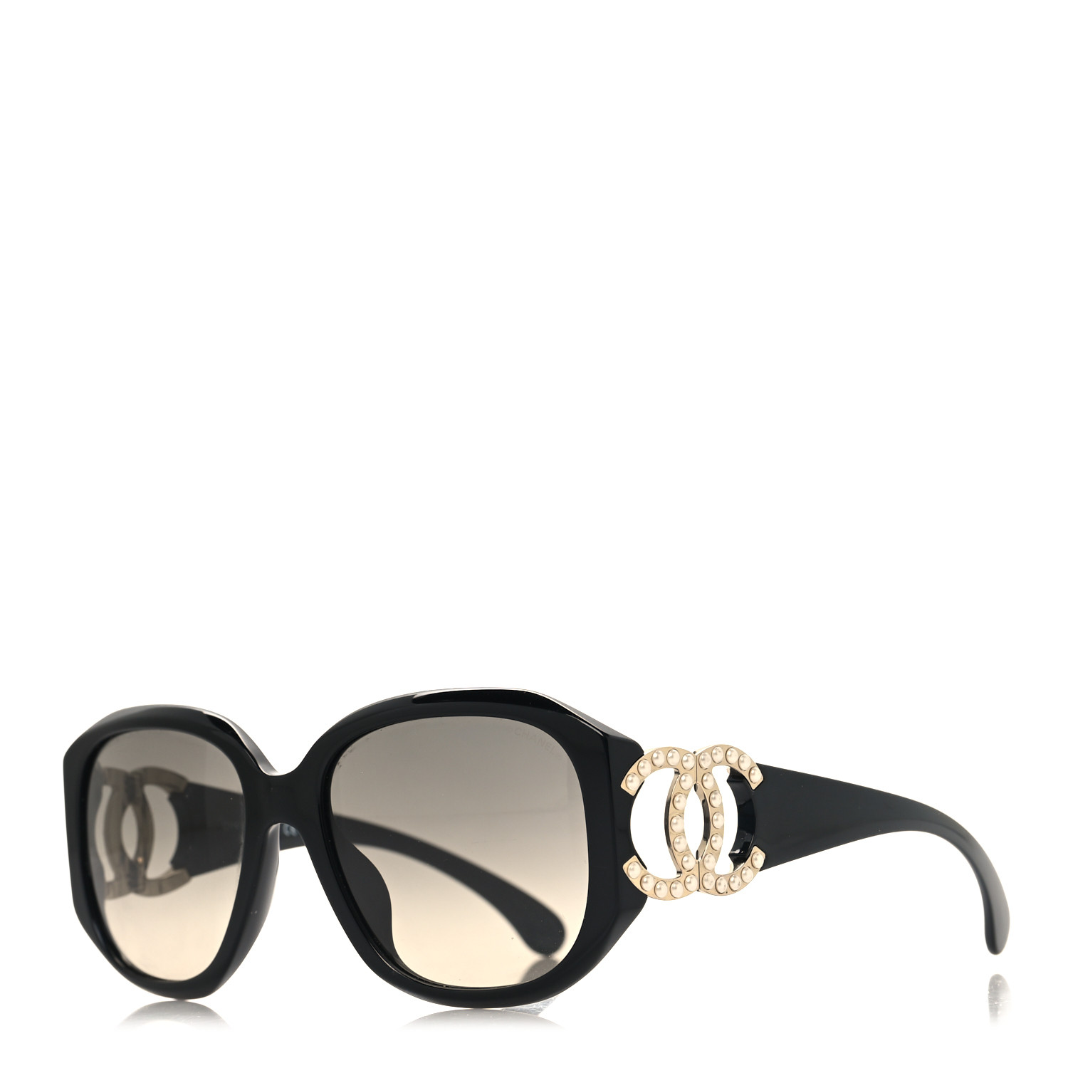 CHANEL Acetate Pearl CC Square Sunglasses 71501-A Black