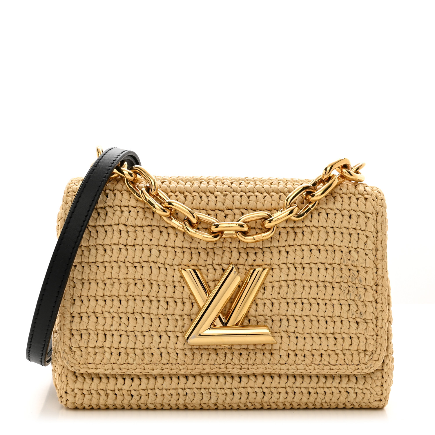 LOUIS VUITTON Madgascan Raffia Woven Twist Shoulder Bag MM