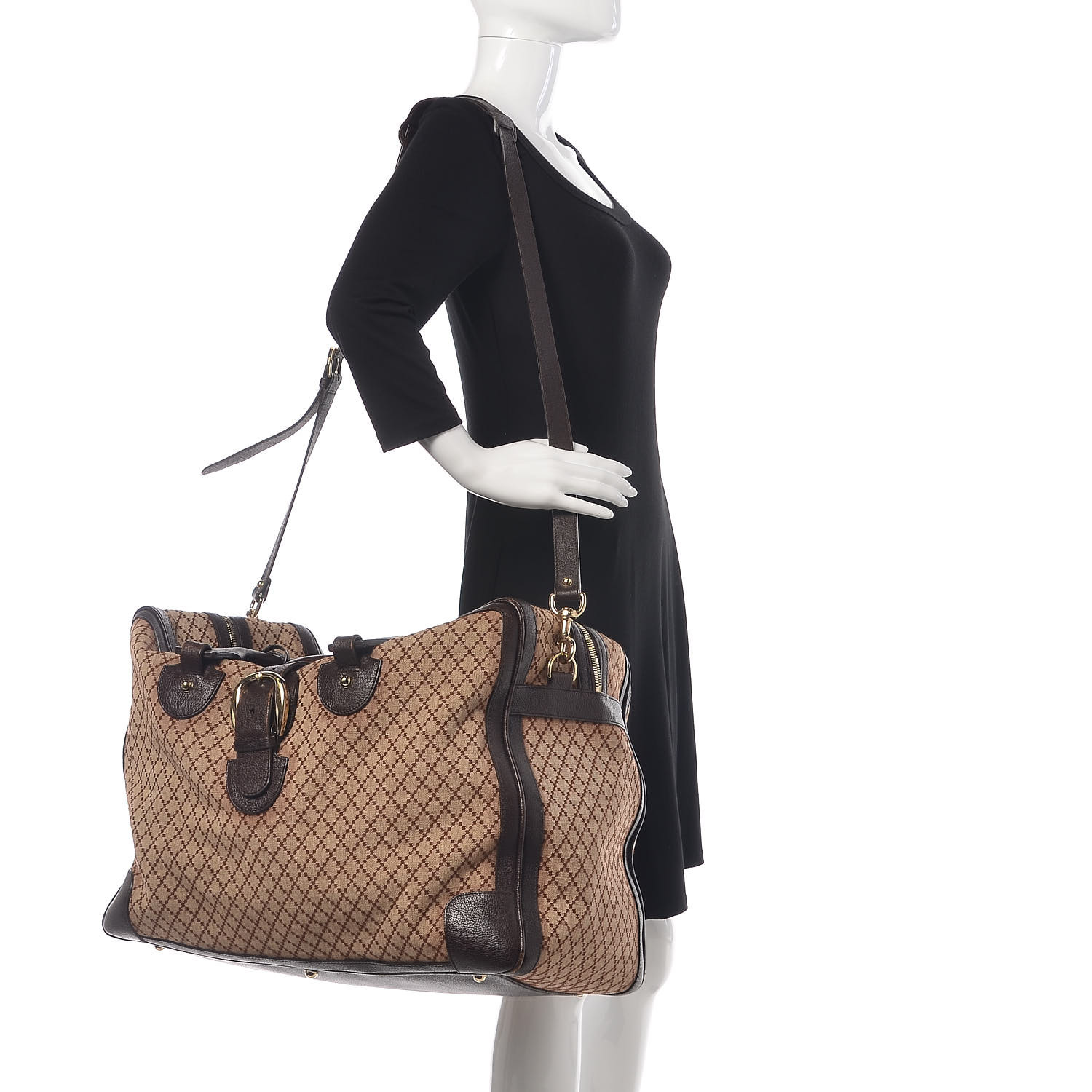 GUCCI Diamante Duffle Bag Brown 410588 | FASHIONPHILE