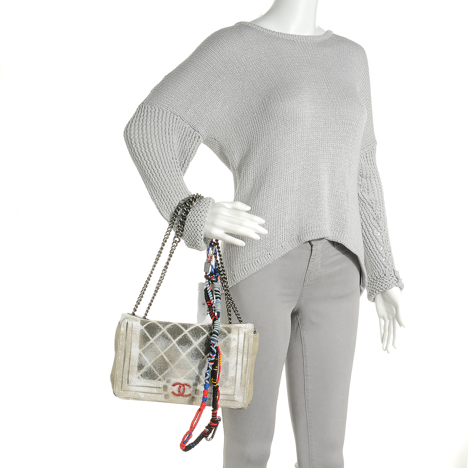 CHANEL Canvas Tromp L'Oeil Graffiti Oh My Boy Flap Beige