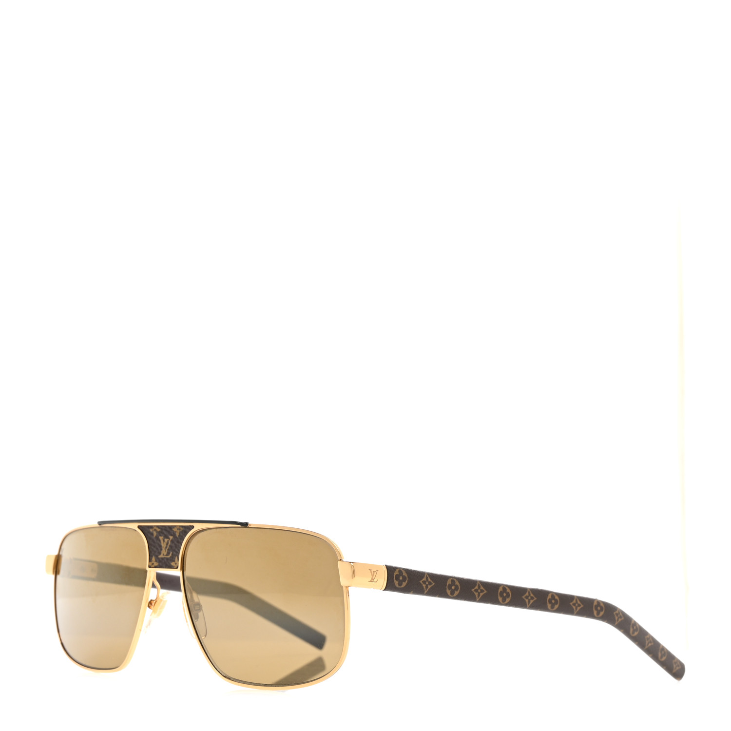 LOUIS VUITTON ブラウン スエード モカシン　8 LOUIS VUITTON Monogram Pacific Sunglasses Z2338W Gold