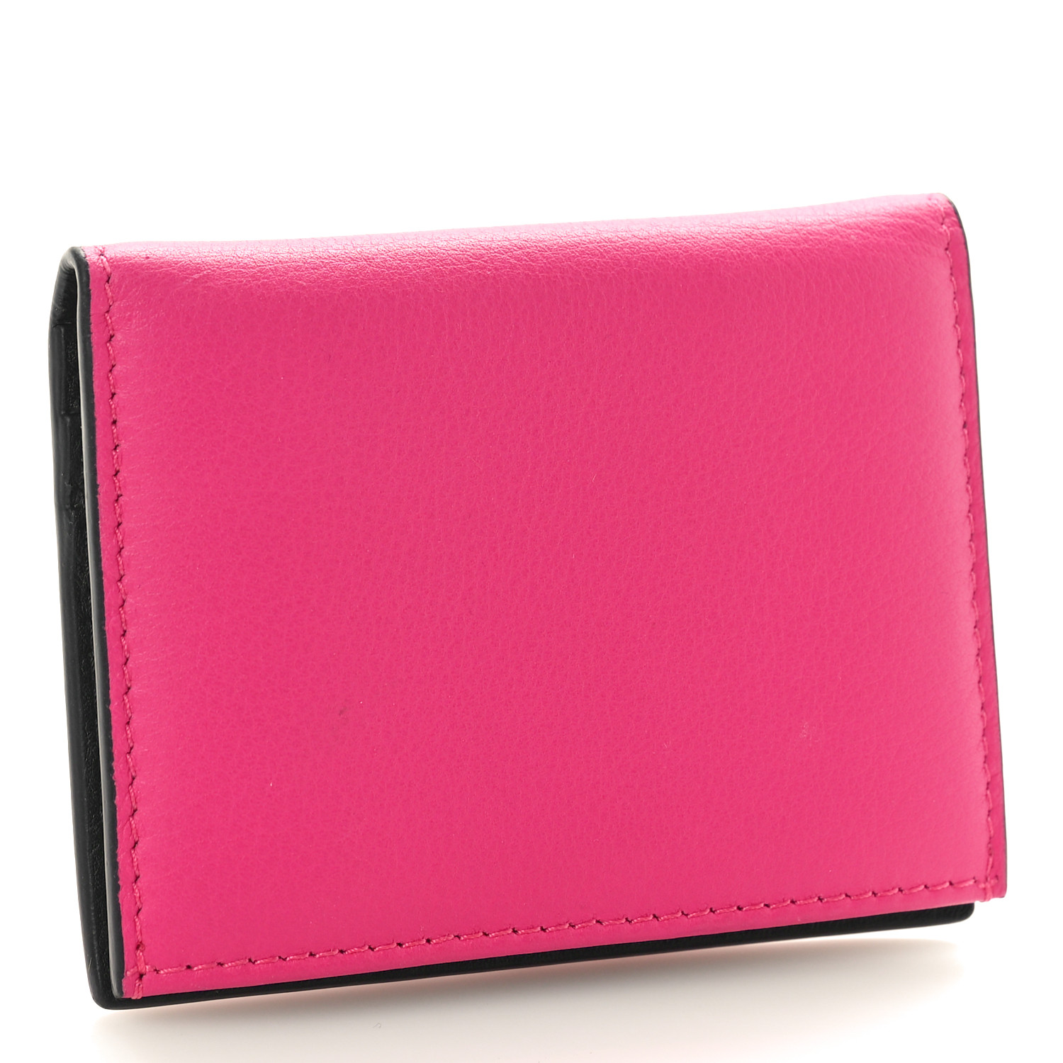 VALENTINO GARAVANI Grainy Calfskin Compact Vlogo Wallet Pink