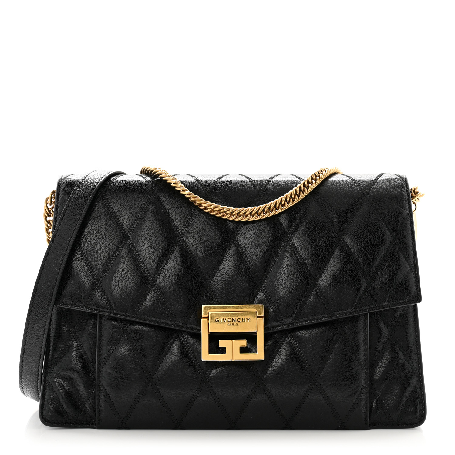 バックウェル GIVENCHY Goatskin Quilted Medium GV3 Shoulder Bag Black