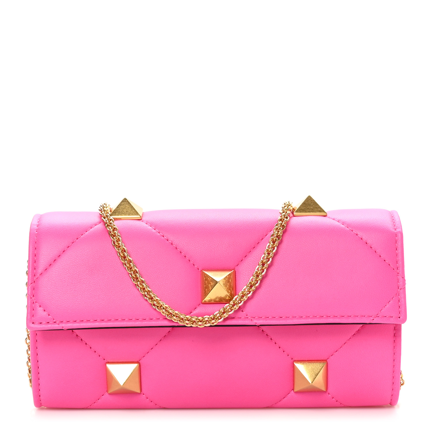 VALENTINO GARAVANI Nappa Roman Stud Wallet On Chain Pink PP