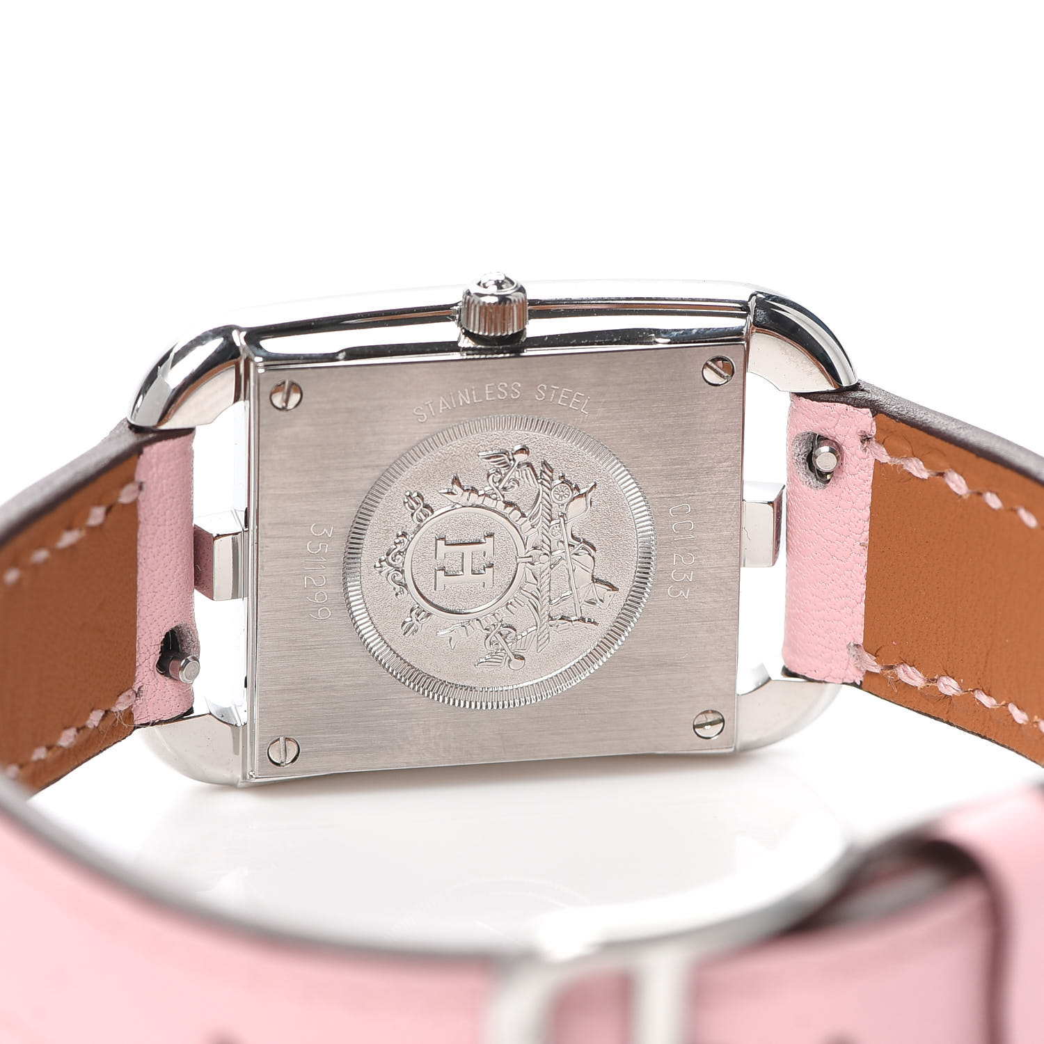 HERMES Stainless Steel Swift Diamond Pink Sapphire Mother of