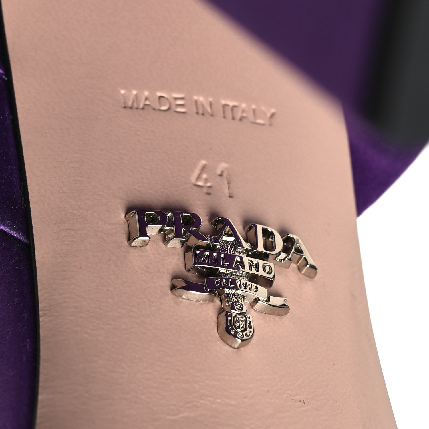 PRADA Satin Metal Triangle Logo Ankle Strap 40/135mm