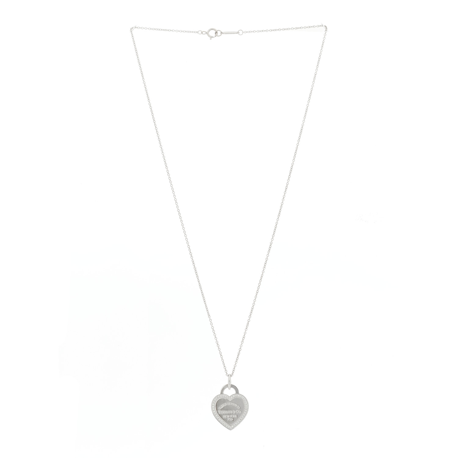 Tiffany♡ TIFFANY 18K White Gold Diamond Return To Tiffany Heart Tag