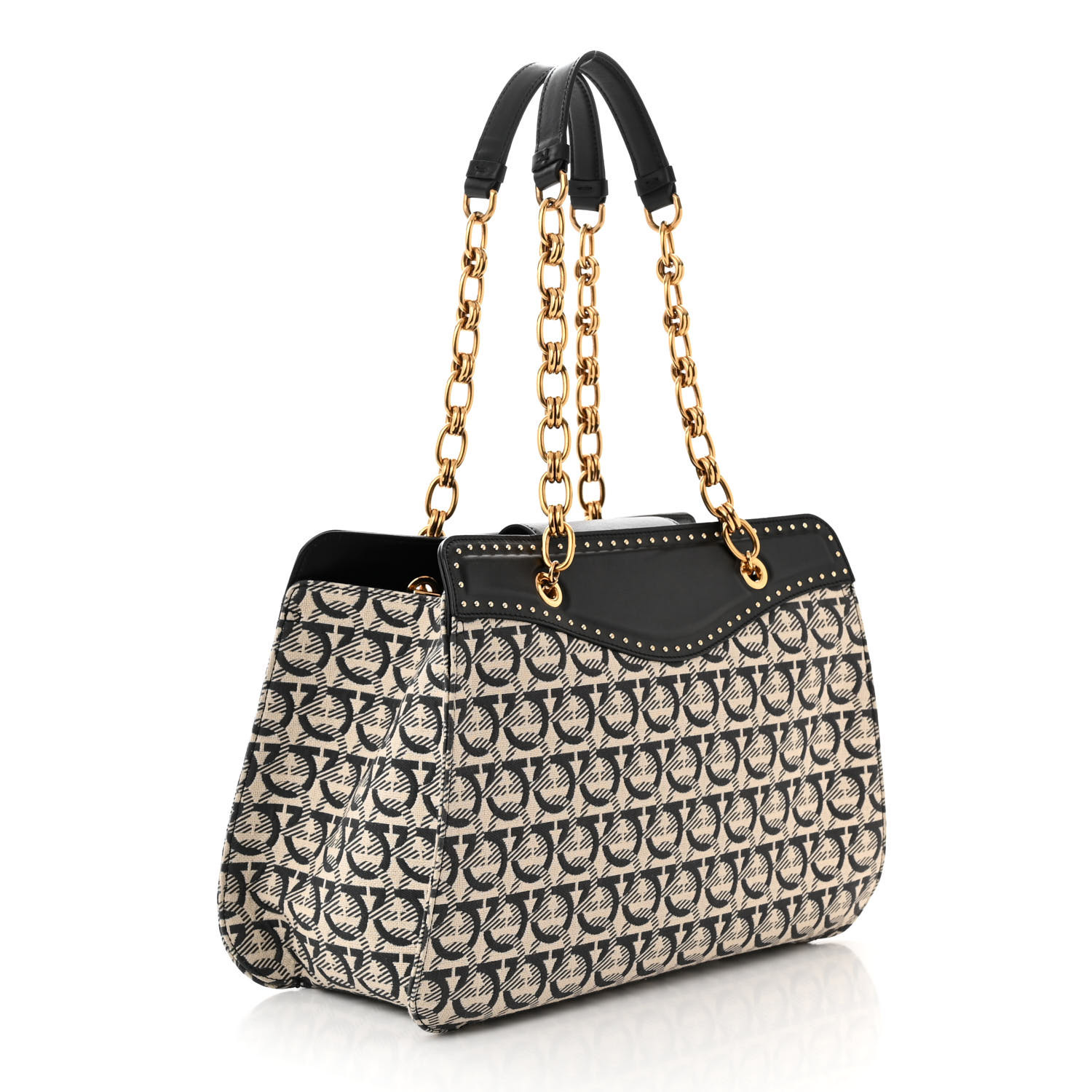 Salvatore Ferragamo Black Canvas Shoulder Bag Authentic | eBay