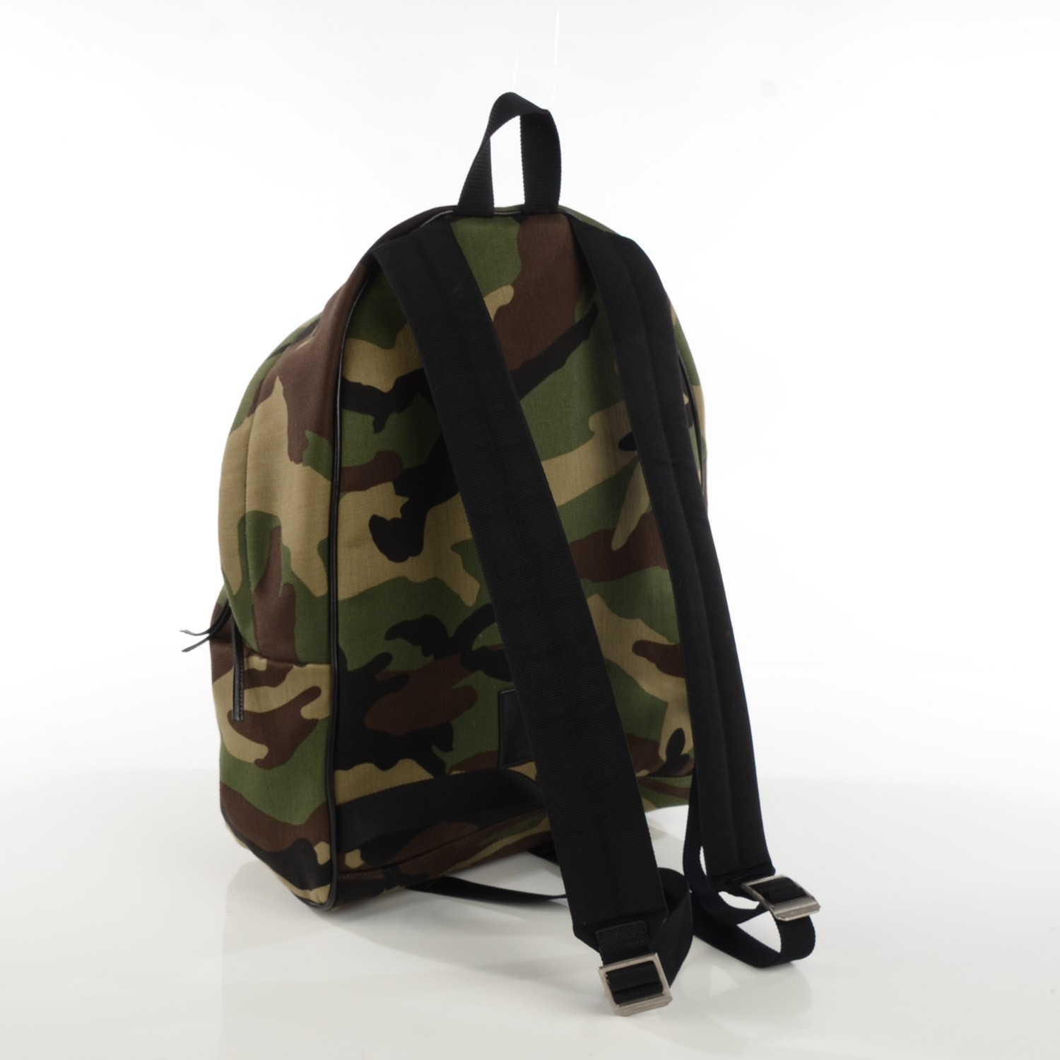 SAINT LAURENT Canvas Camouflage Print Hunting Backpack Khaki
