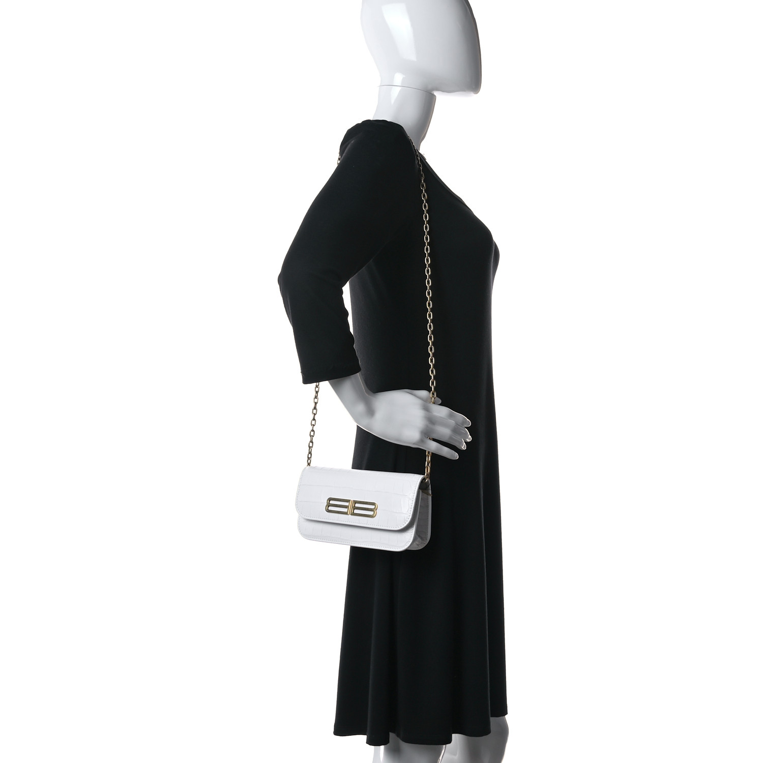 BALENCIAGA Extra Supple Calfskin Crocodile Embossed Gossip