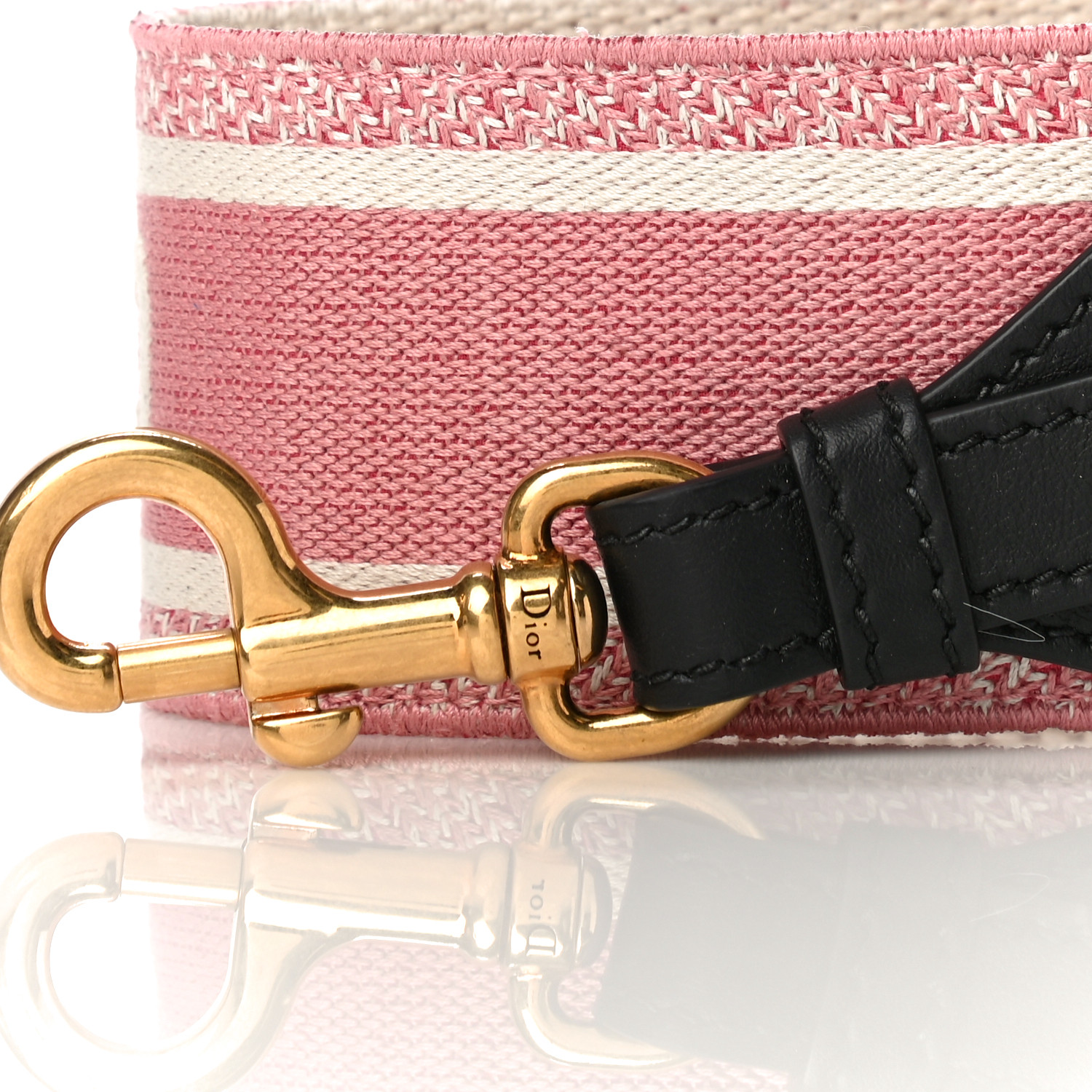 CHRISTIAN DIOR Canvas Embroidered Shoulder Strap Pink