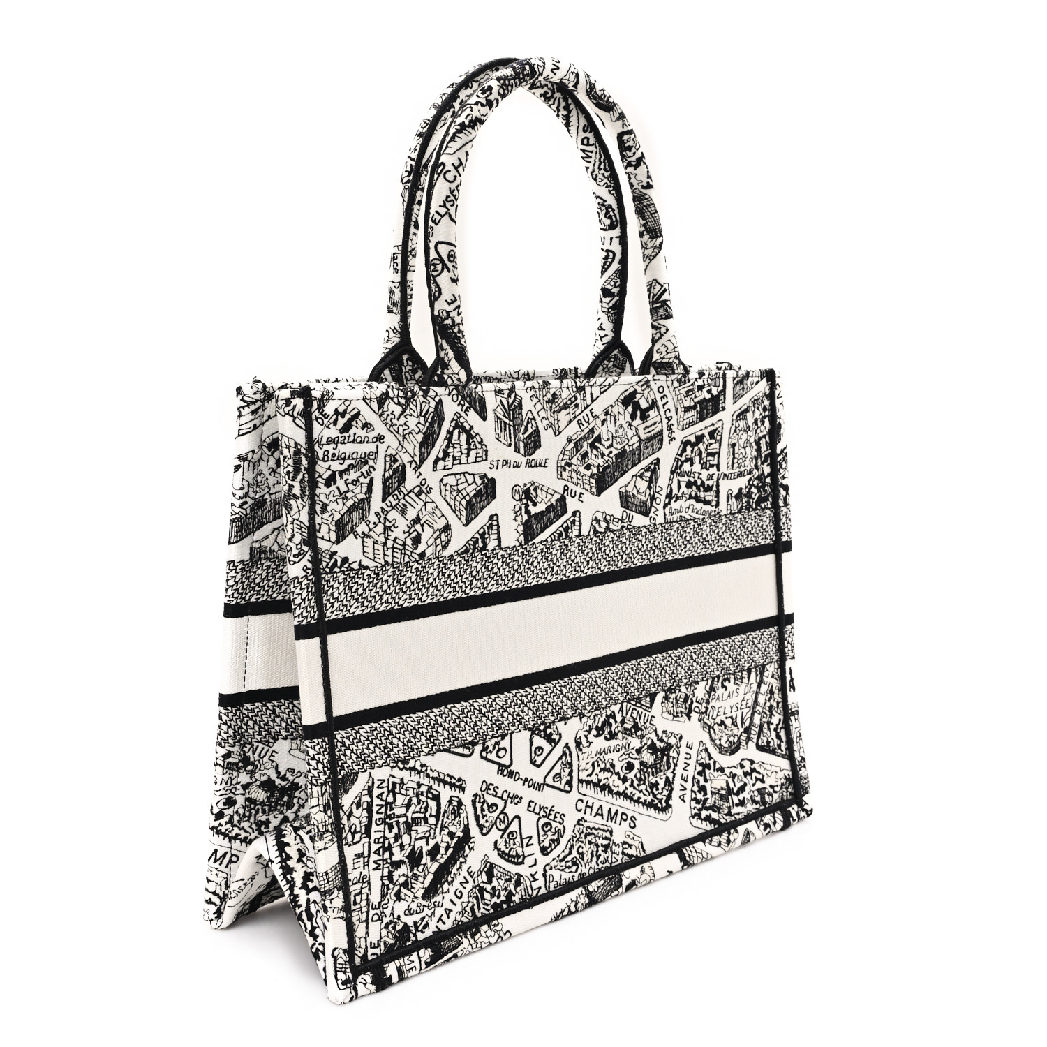 バッグ Christian Dior Book Tote (Plan de Paris) CHRISTIAN DIOR Canvas Embroidered Large Plan De Paris Book